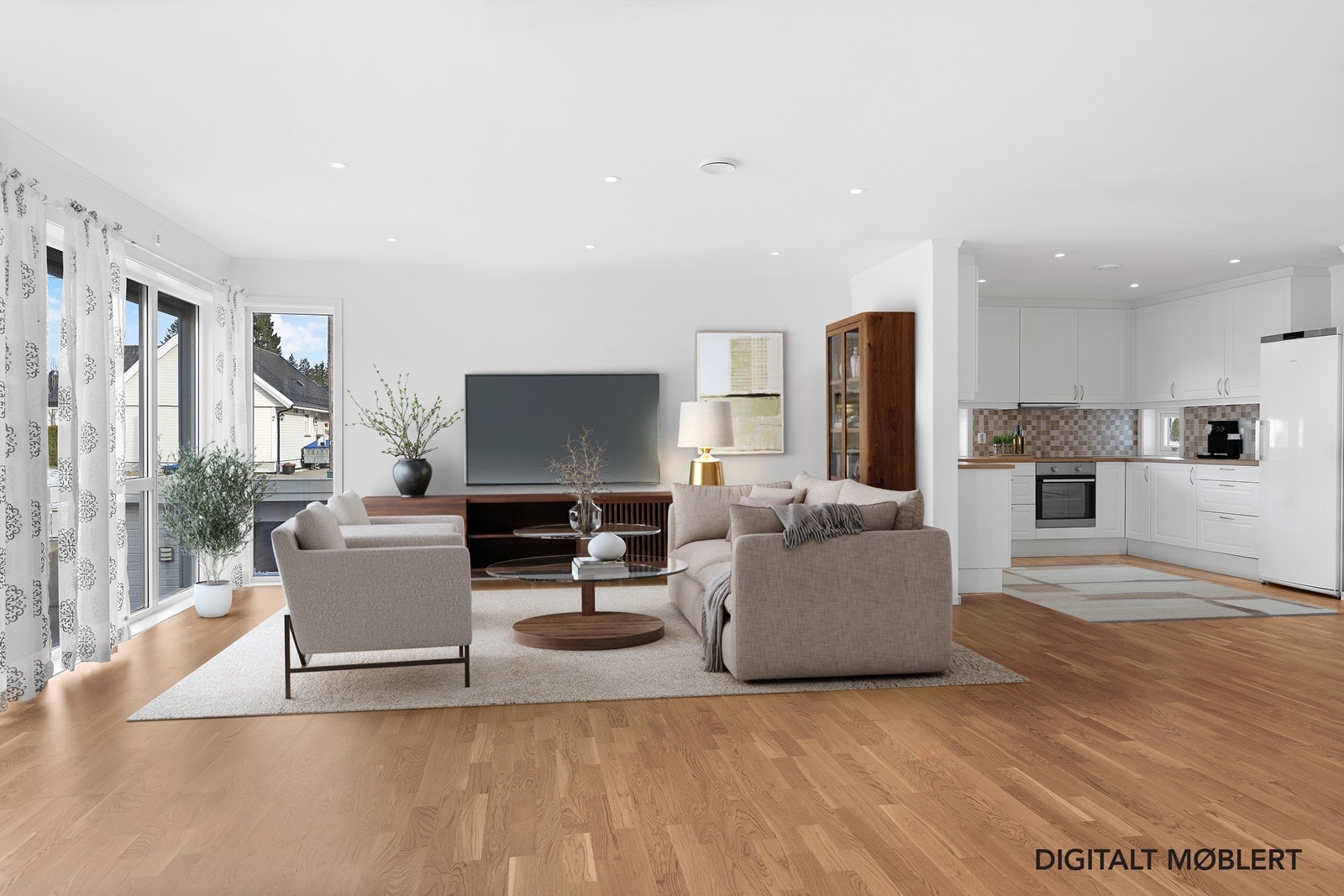 Del av stuen. Bildet er digitalt møblert Galleribilde