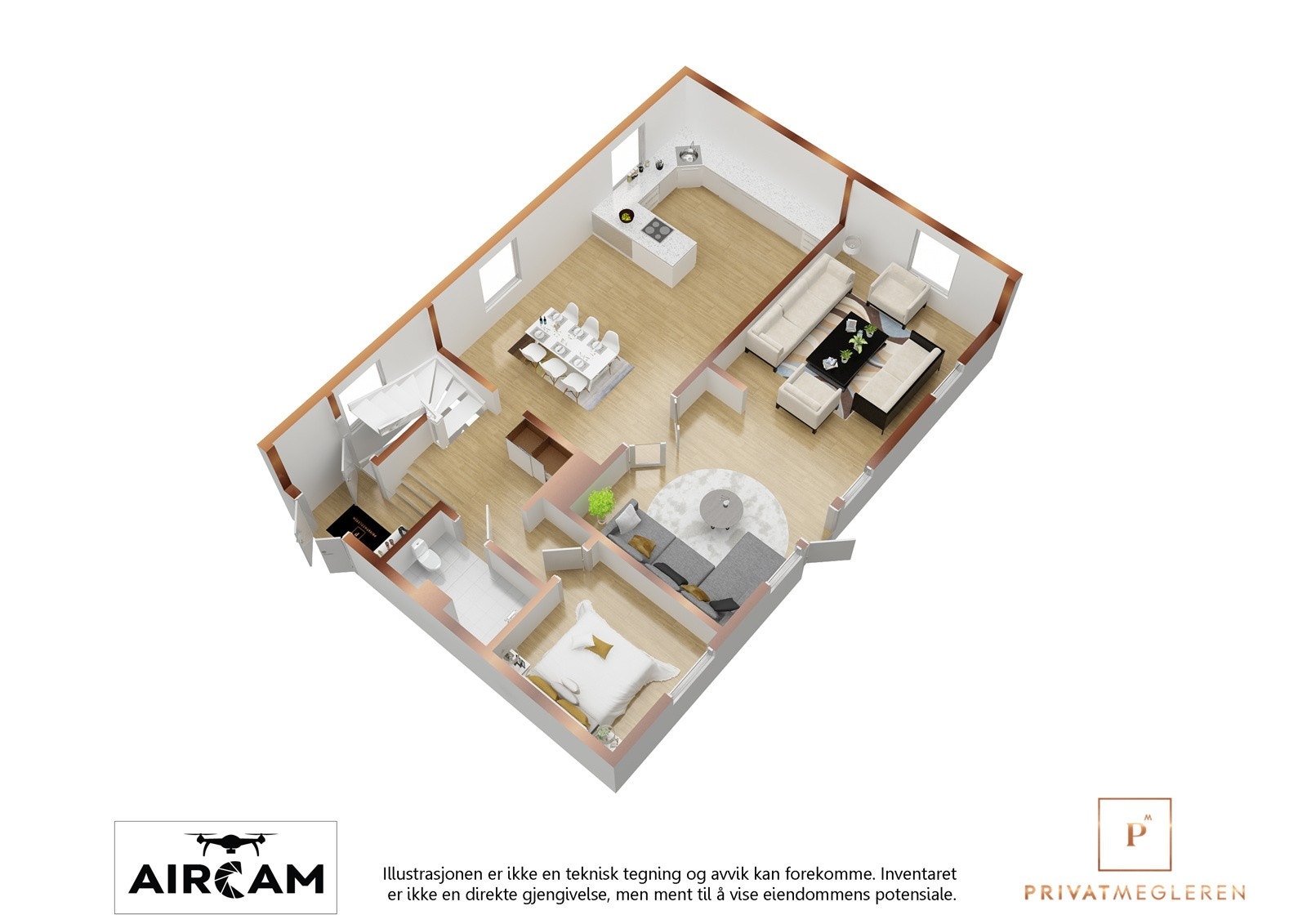 Plantegning over 1. etasje i 3D Galleribilde