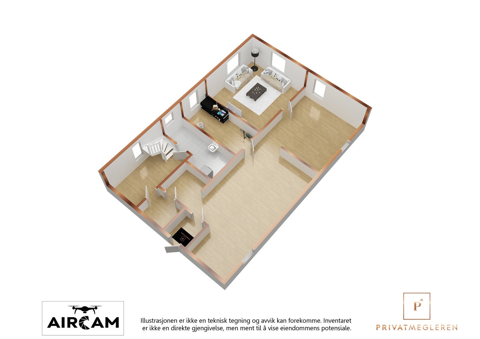 Plantegning over kjeller etasje i 3D Galleribilde