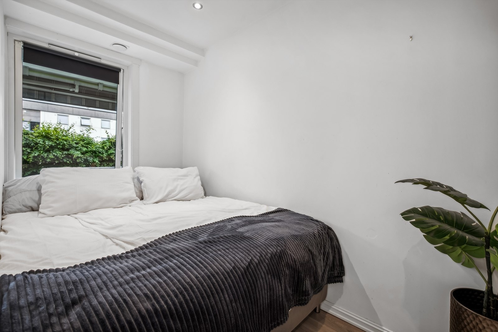 Leiligheten har ett soverom med plass til dobbeltseng. Galleribilde