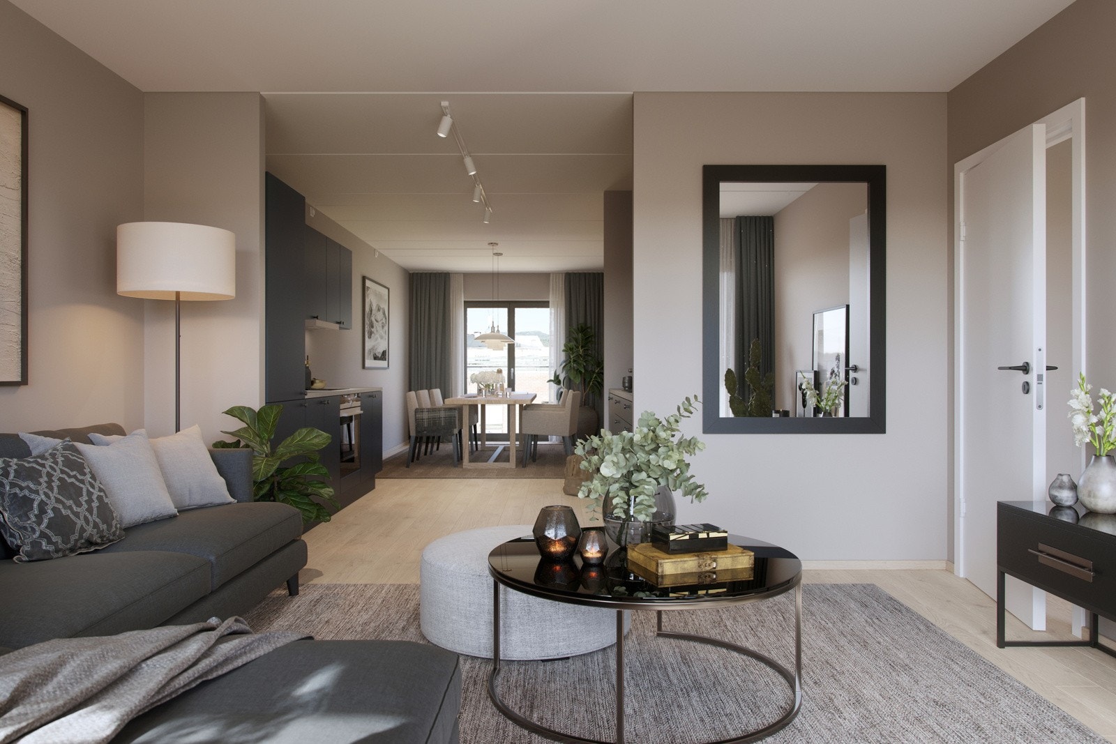 Det blir balansert ventilasjon med varmegjenvinning med eget aggregat i hver leilighet. Illustrasjon fra leilighet 208. Galleribilde