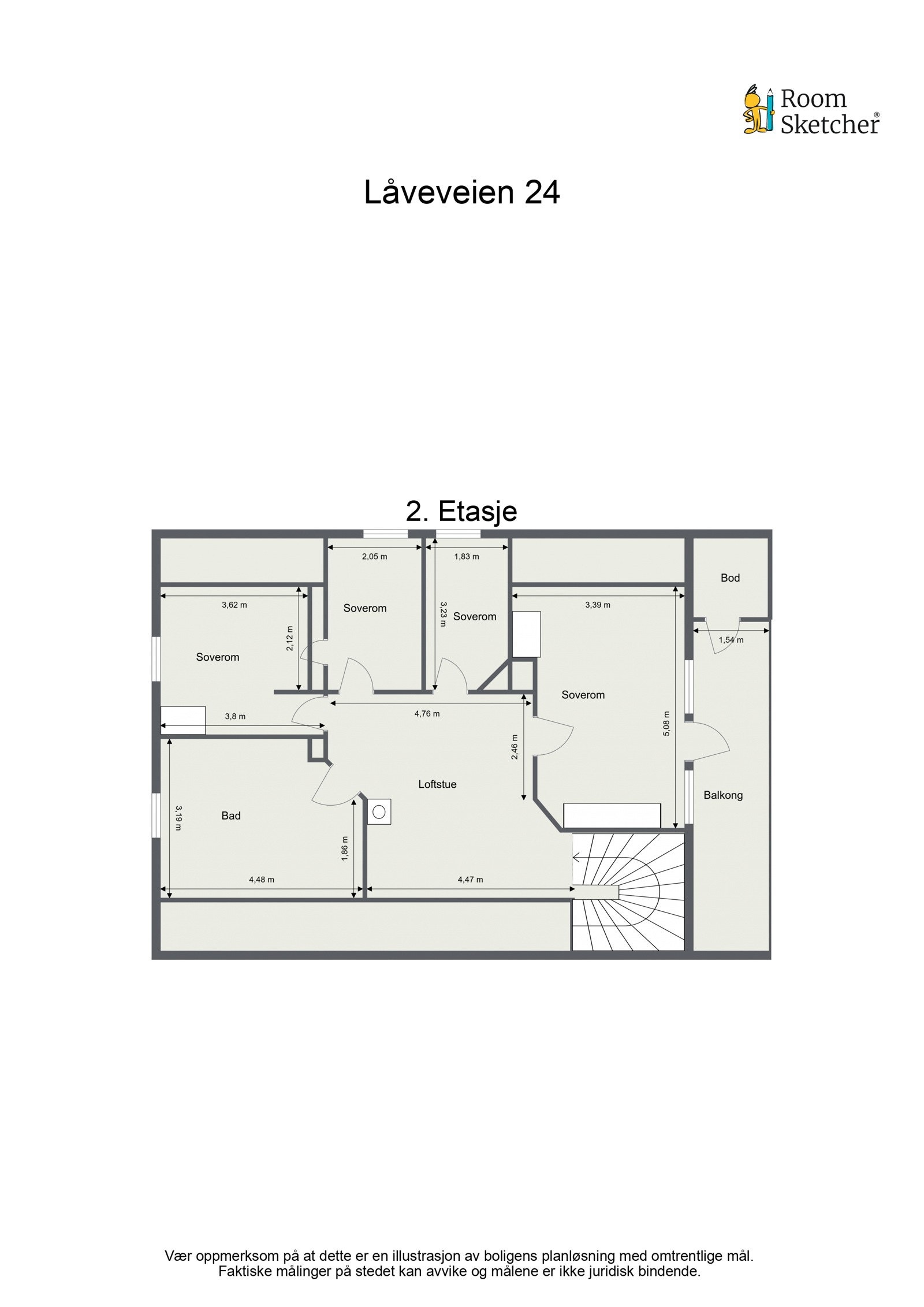 Plantegning andre etasje. Galleribilde