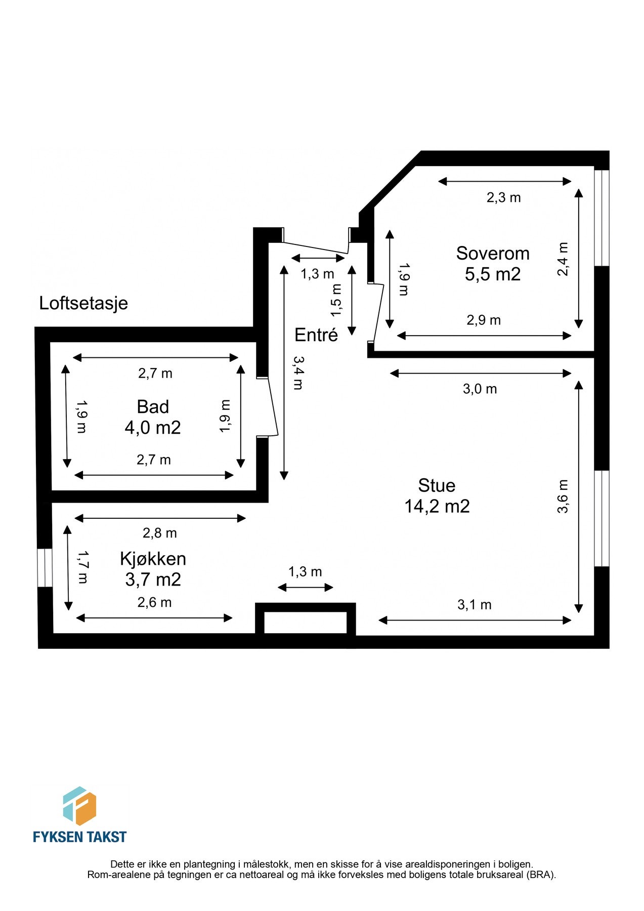 Målsatt planskisse. Galleribilde