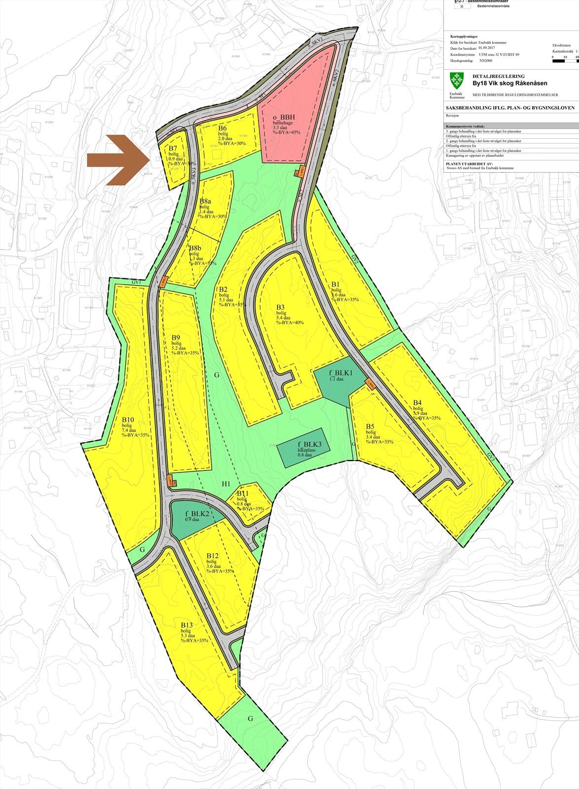Eiendommen ligger i felt B7 og har 35% utnyttelsesgrad. Galleribilde