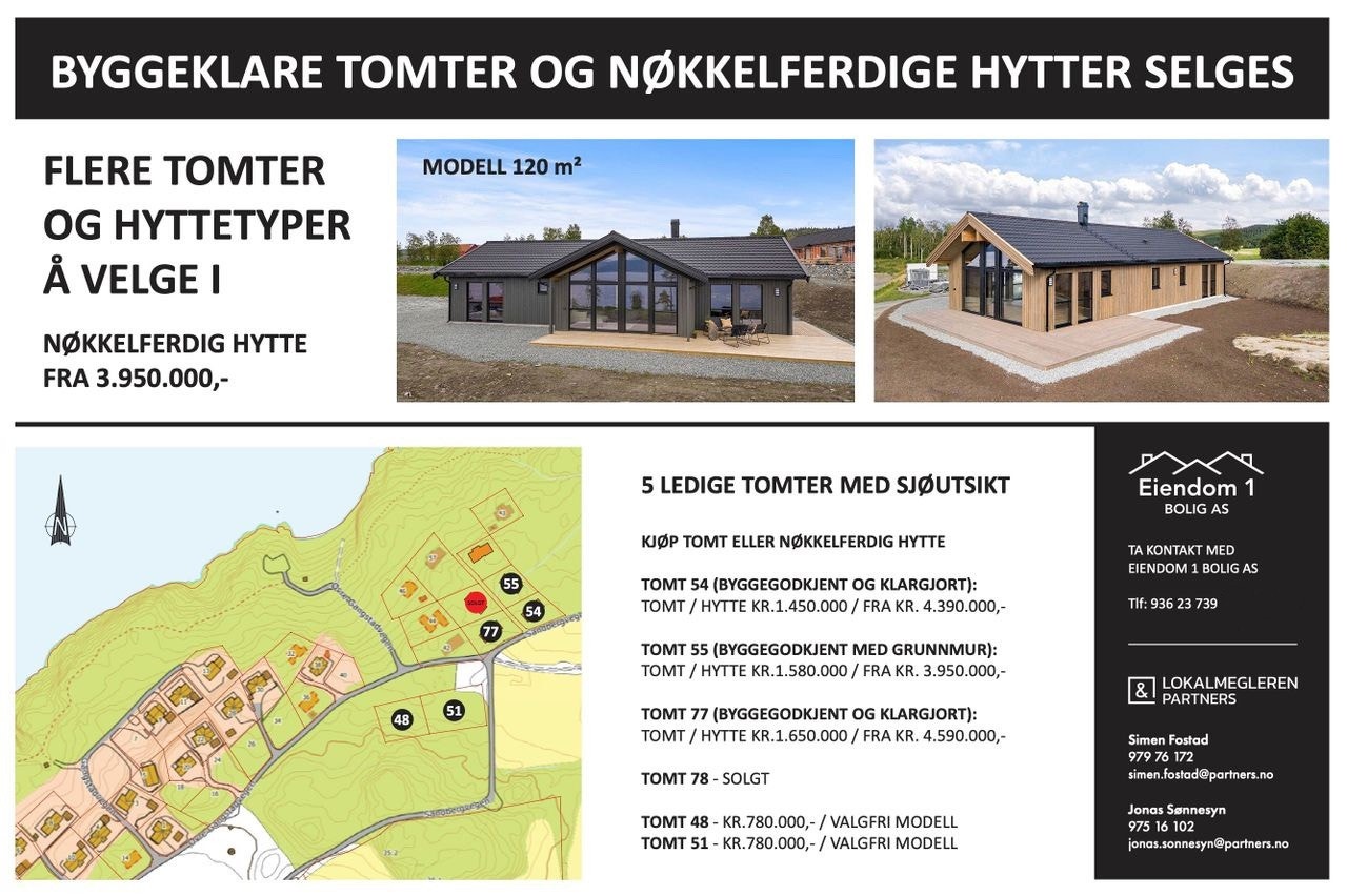 TOMTEOVERSIKT - TOMT 5 - 6 OG 54 ER LEDIGE Galleribilde