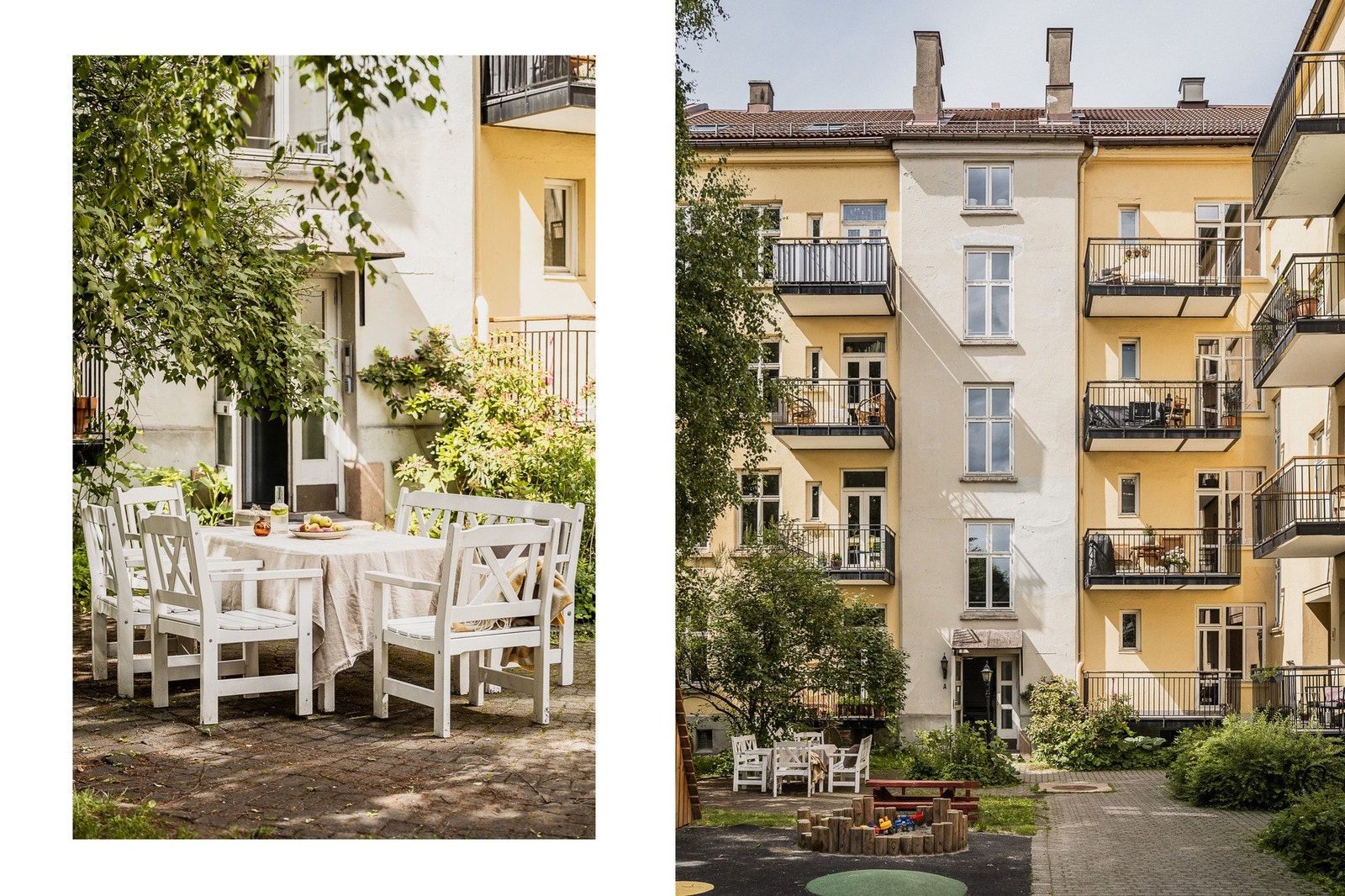 Hyggelig felles bakgård med sittegruppe. Galleribilde