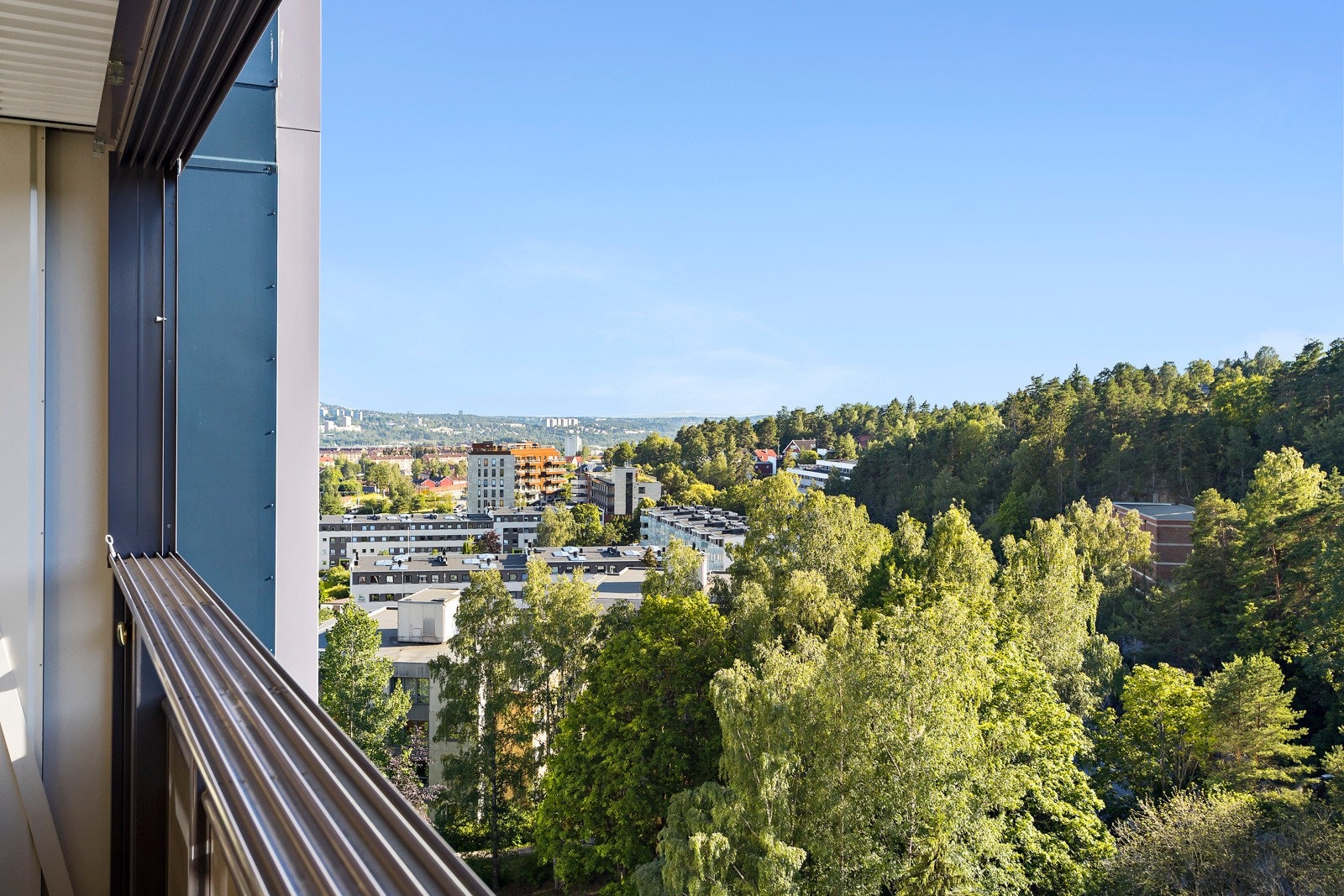 En idyllisk utsikt mot det frodige, grønne området rett utenfor leiligheten Galleribilde