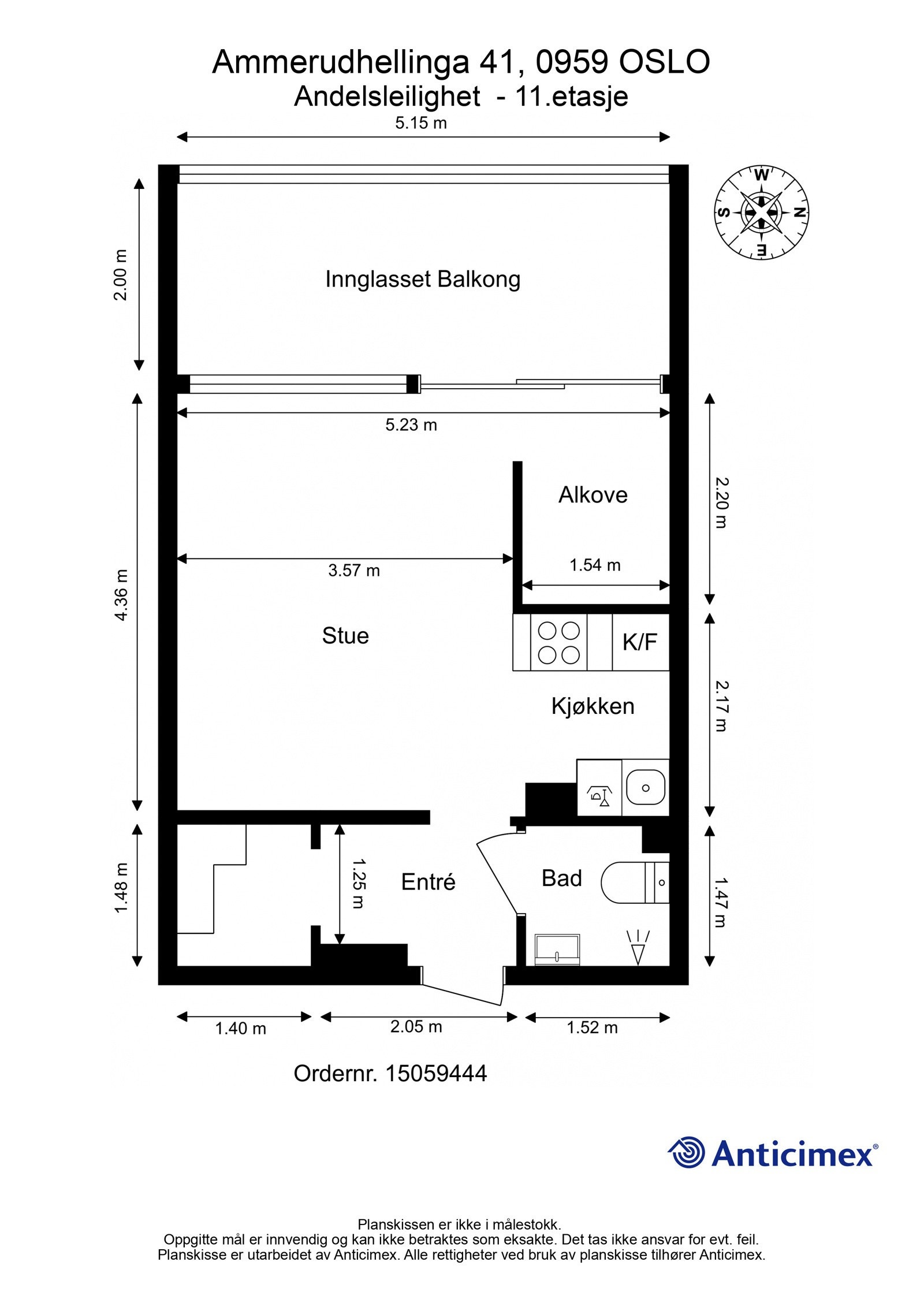 Målsatt plantegning Galleribilde