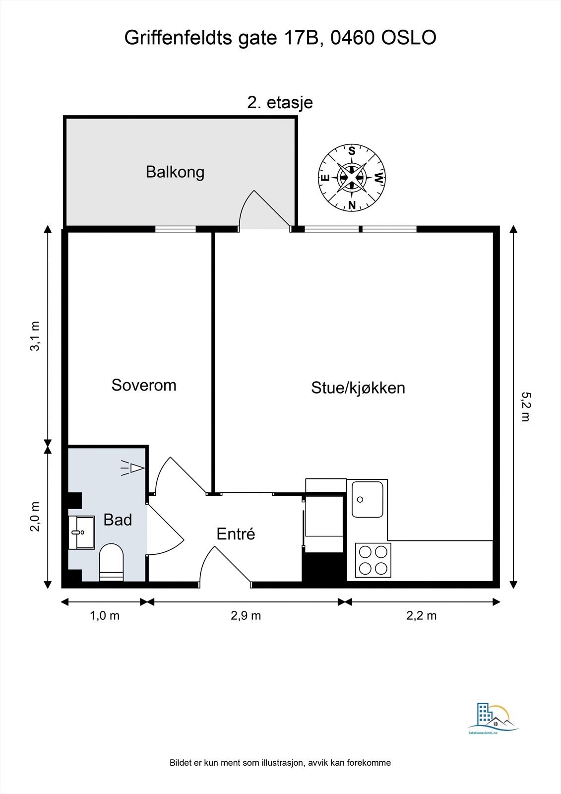 Floorplan letterhead - Griffenfeldts gate 17B, 0460 OSLO - 2. etasje - 2D Floor Plan (1) (1).jpg Galleribilde