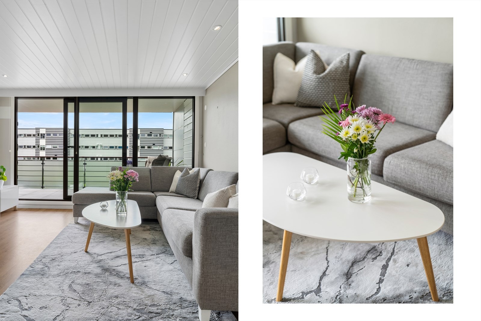 - Stuens planløsning gjør den enkel å innrede med naturlig plassering til spisegruppe, sofa og tv - Galleribilde