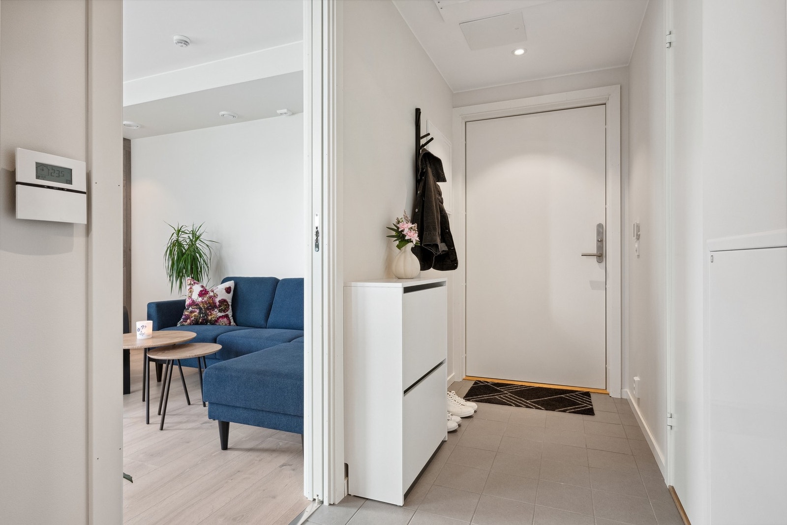 Adkomst fra entré direkte til stue, bad og soverom. Galleribilde