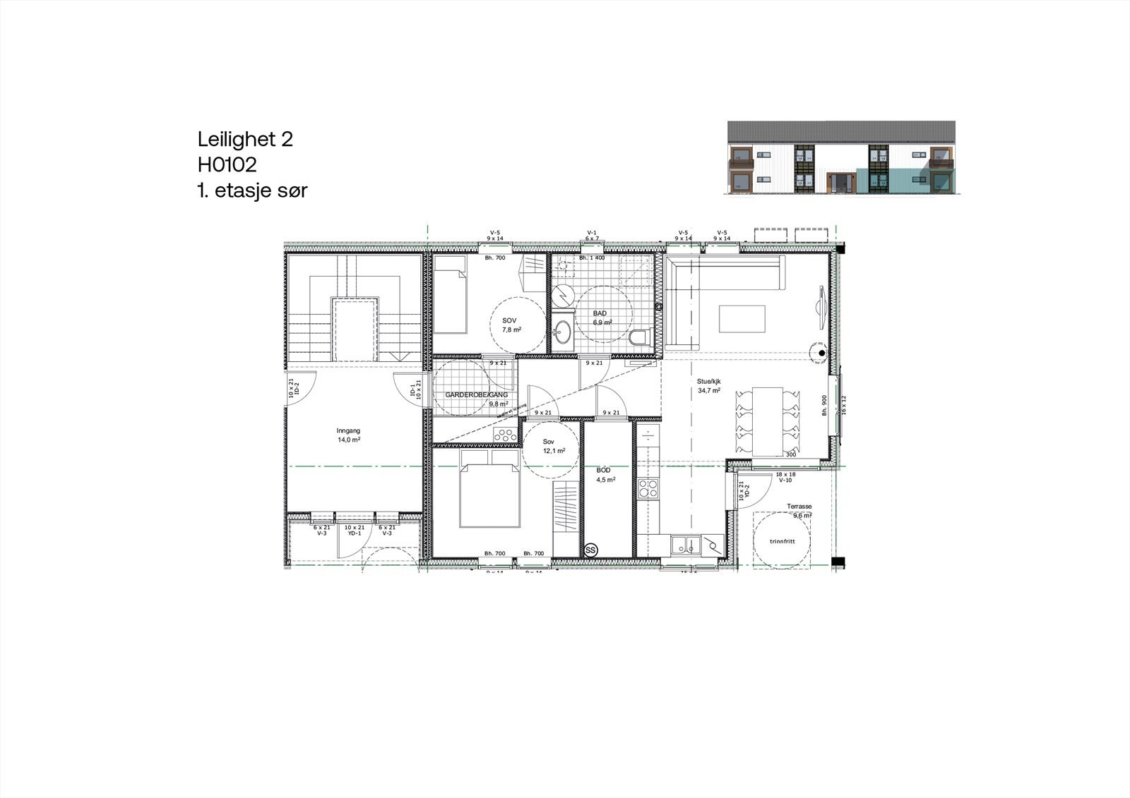 Planskisse - Leiligheten har andelsnummer 14, H0102. Galleribilde