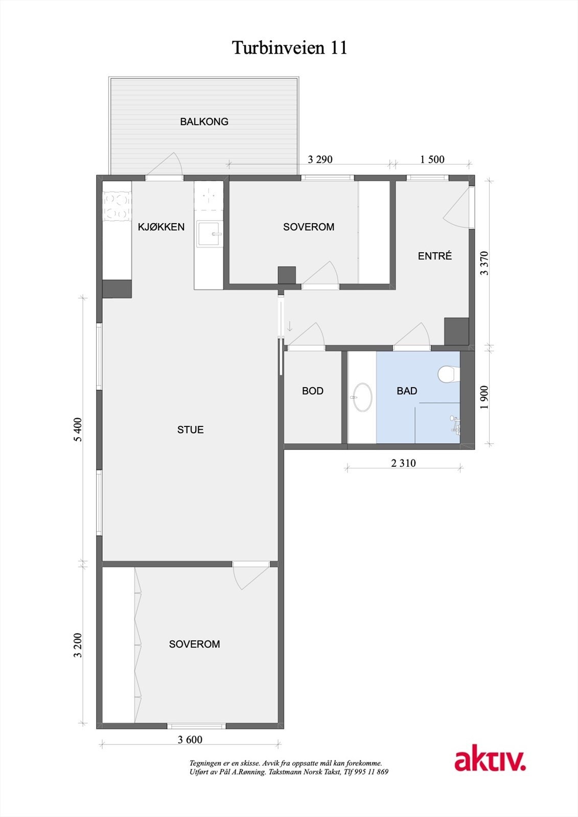Plantegning. Boligen disponerer også en kjellerbod på 5 kvm, samt en innvendig bod på 3 kvm. Galleribilde