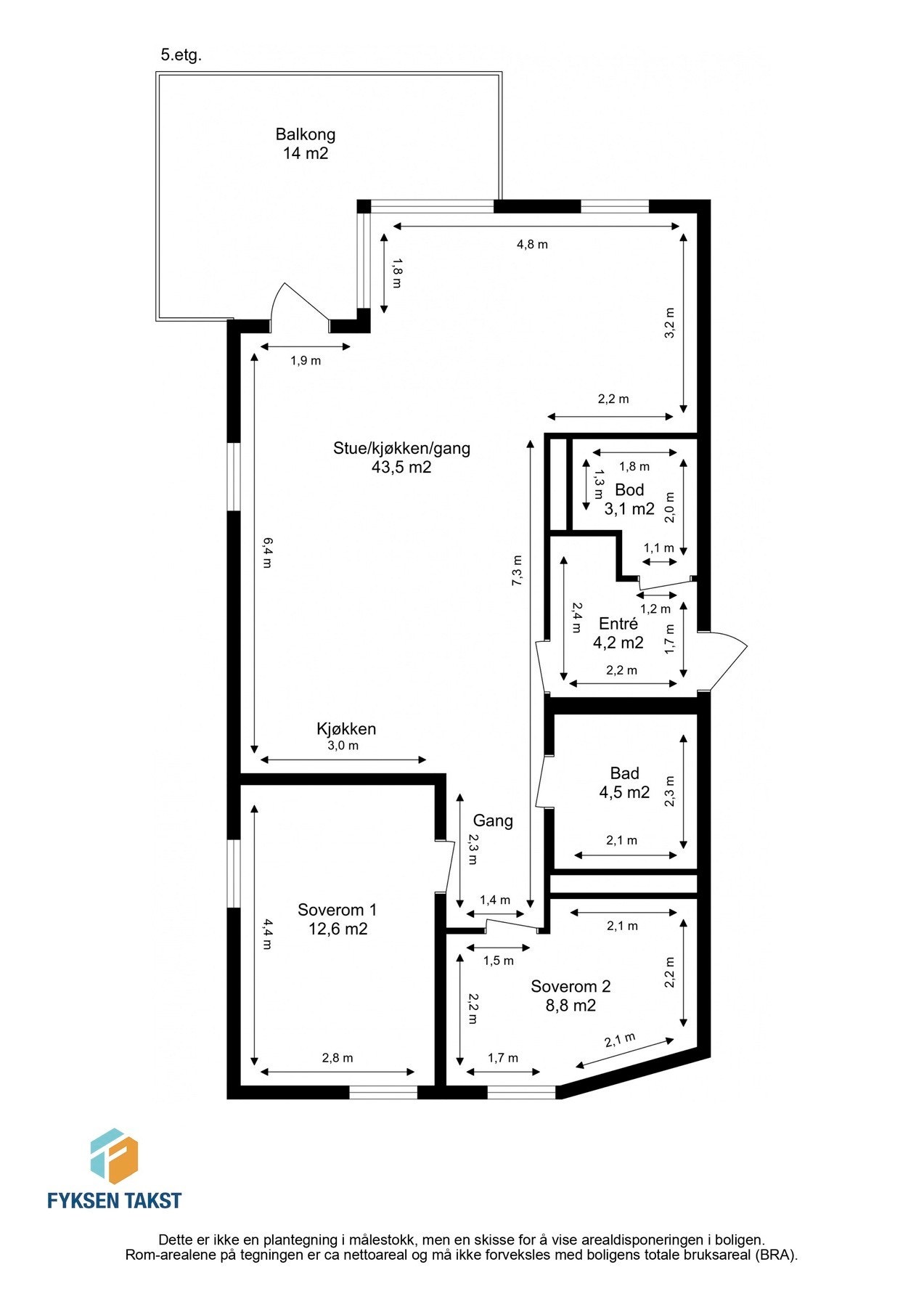 Målsatt plantegning. Galleribilde