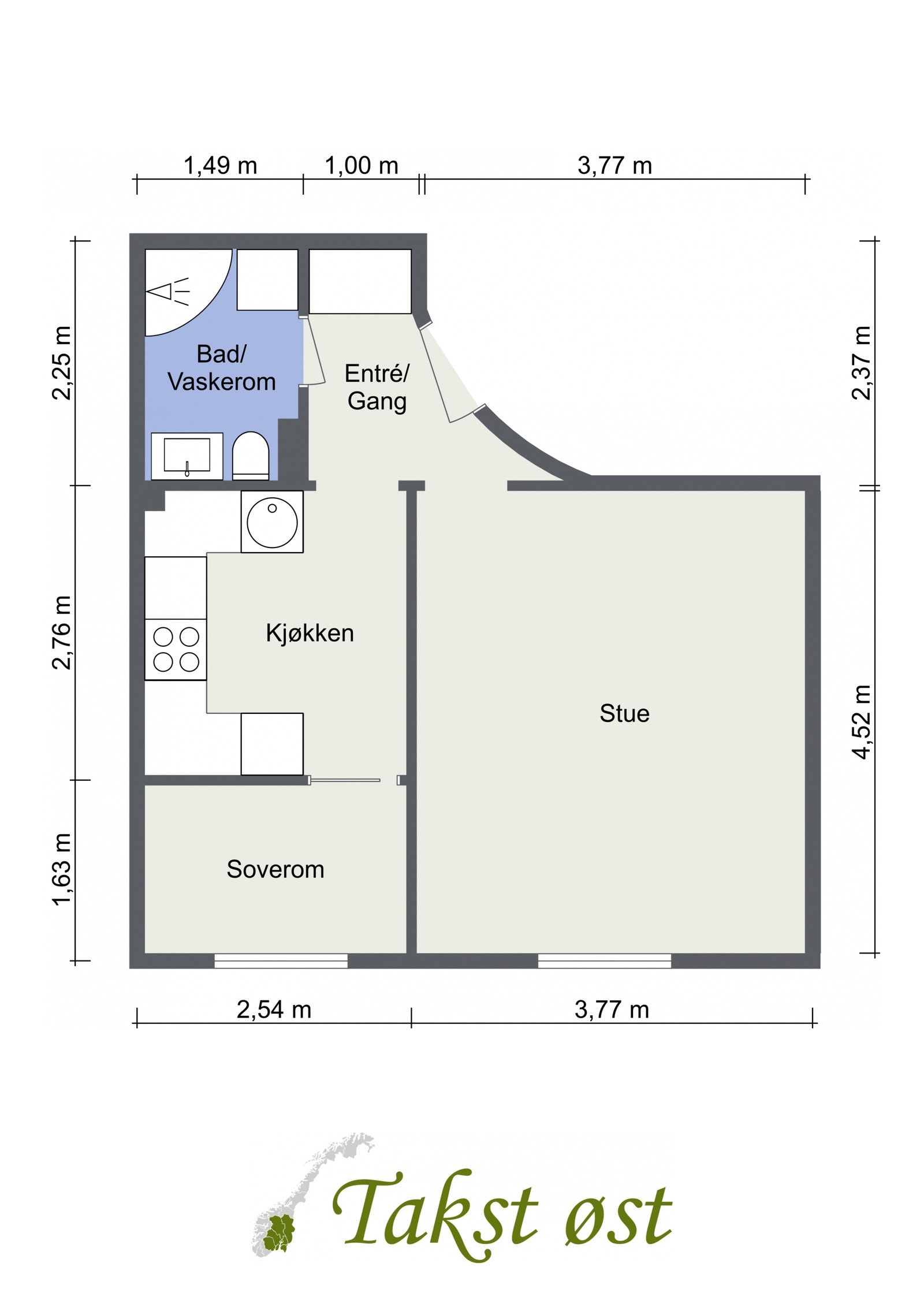 Leilighetens plantegning. Galleribilde