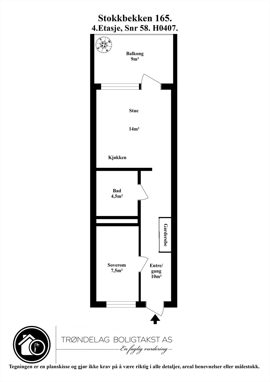 Planskisse for leiligheten i 4. etasje. Galleribilde