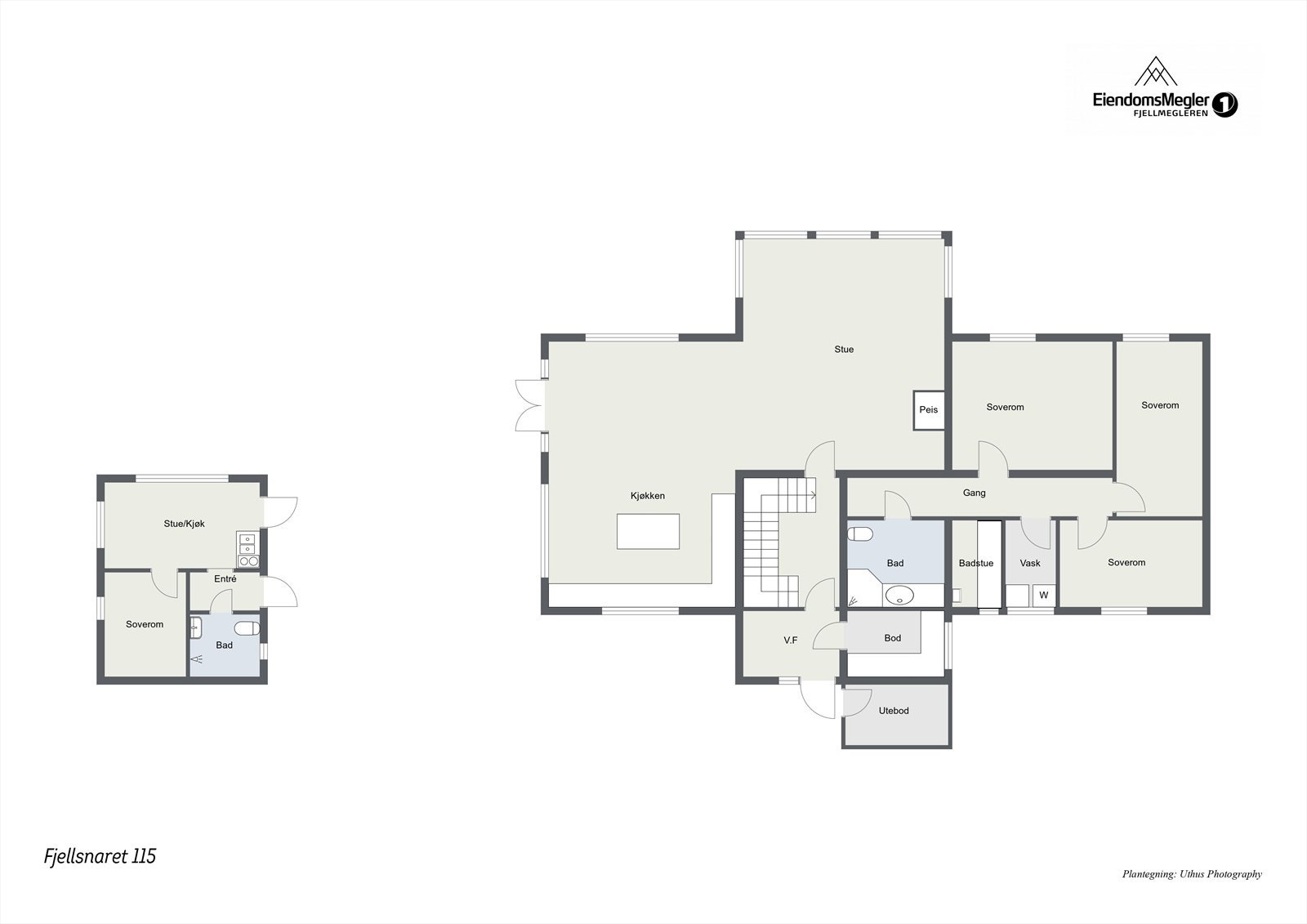 Plantegning 1. etasje og anneks Galleribilde