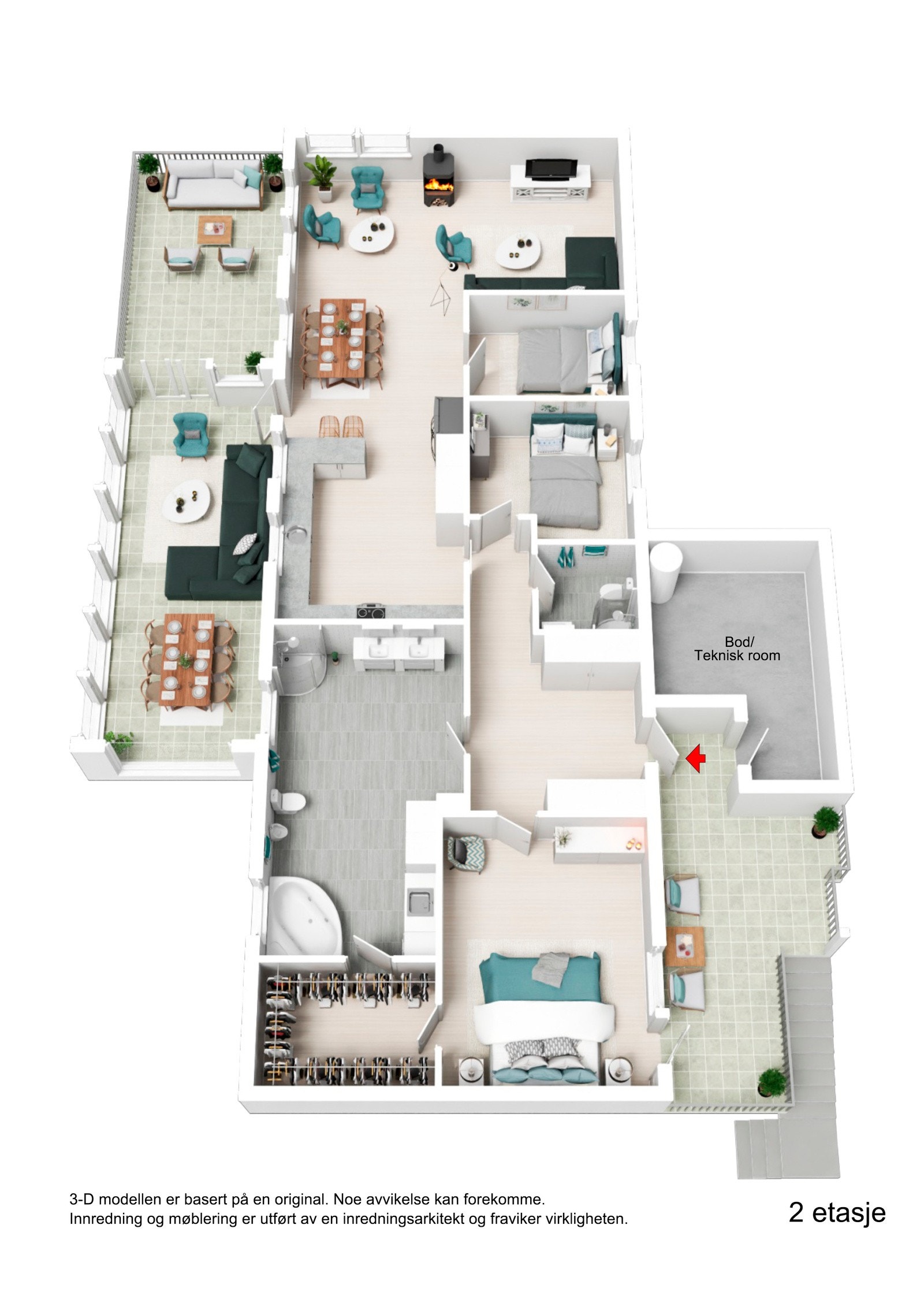 Plantegning 2 etasje 3D Galleribilde