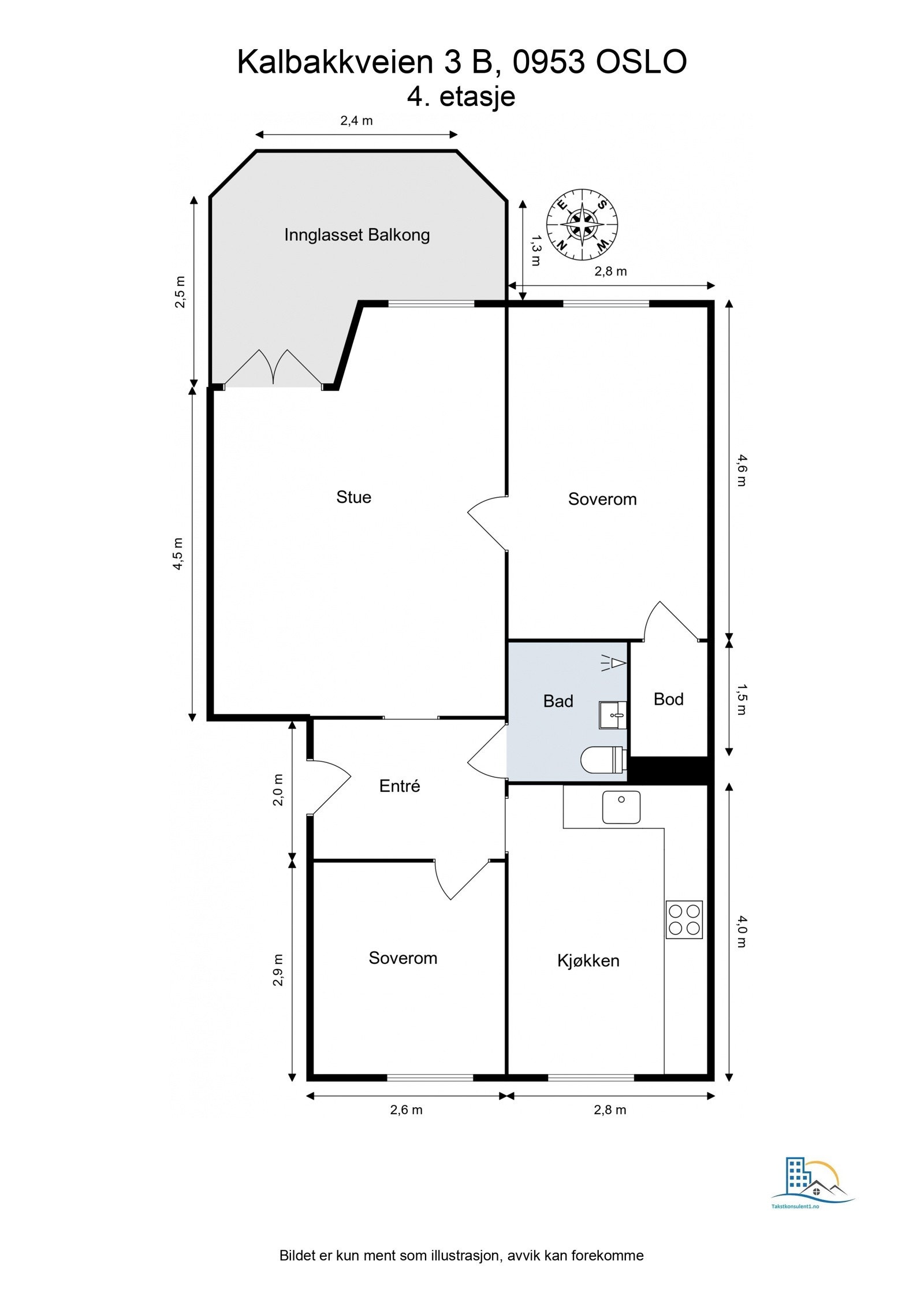 Her er leilighetens planskisse, slik at du får orientert deg litt - avvik kan forekomme. Galleribilde