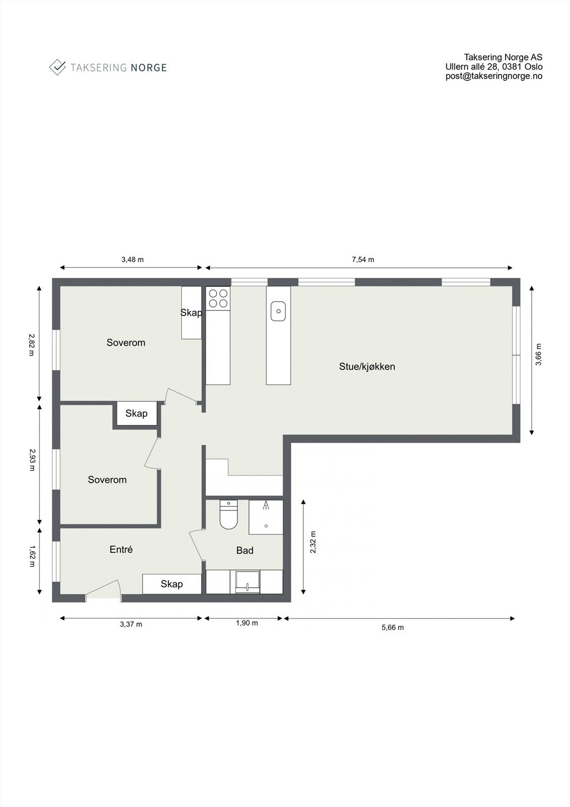 Plantegning - Den ene delen av boligen ligger i 2. etg. Den andre delen ligger i 1. etg. Galleribilde