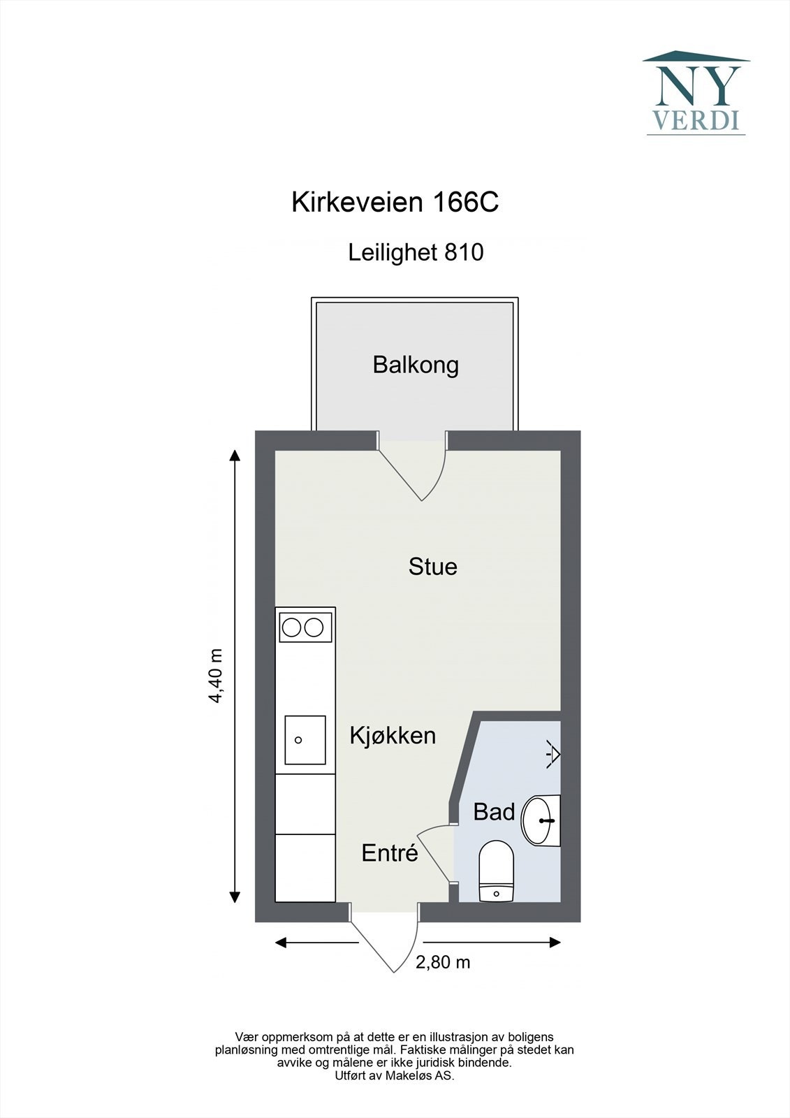 Plantegning Kirkeveien 166C - Leil. 810 Galleribilde