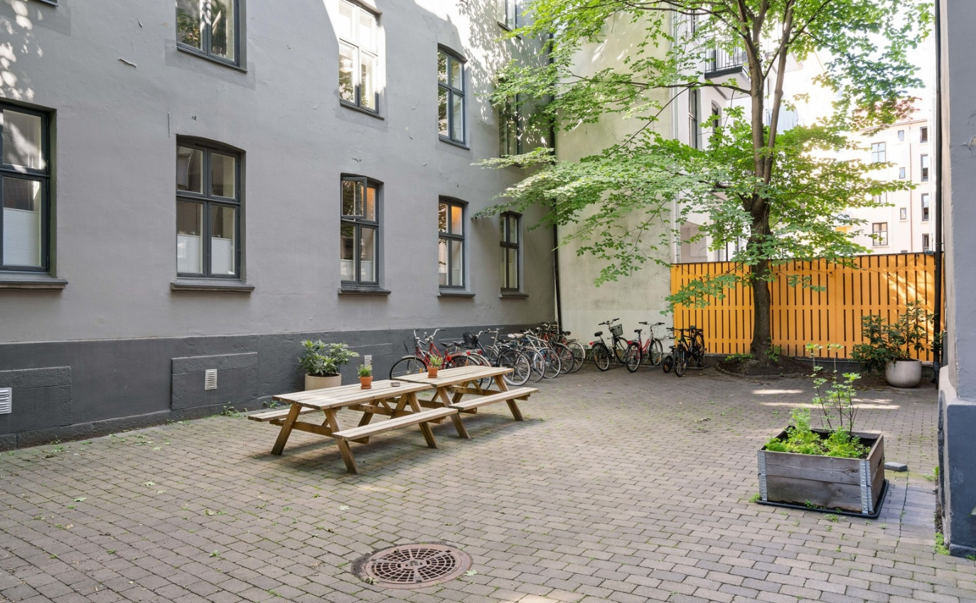 Borettslaget har en fin bakgård som kan benyttet av beboerne. Galleribilde