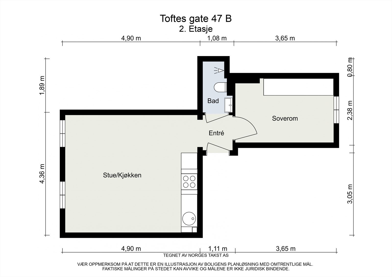 Før du fortsetter, ta en titt på planskissen slik at du får orientert deg litt i den fine leiligheten. I tillegg disponerer boligen en kjellerbod på 4m². Galleribilde