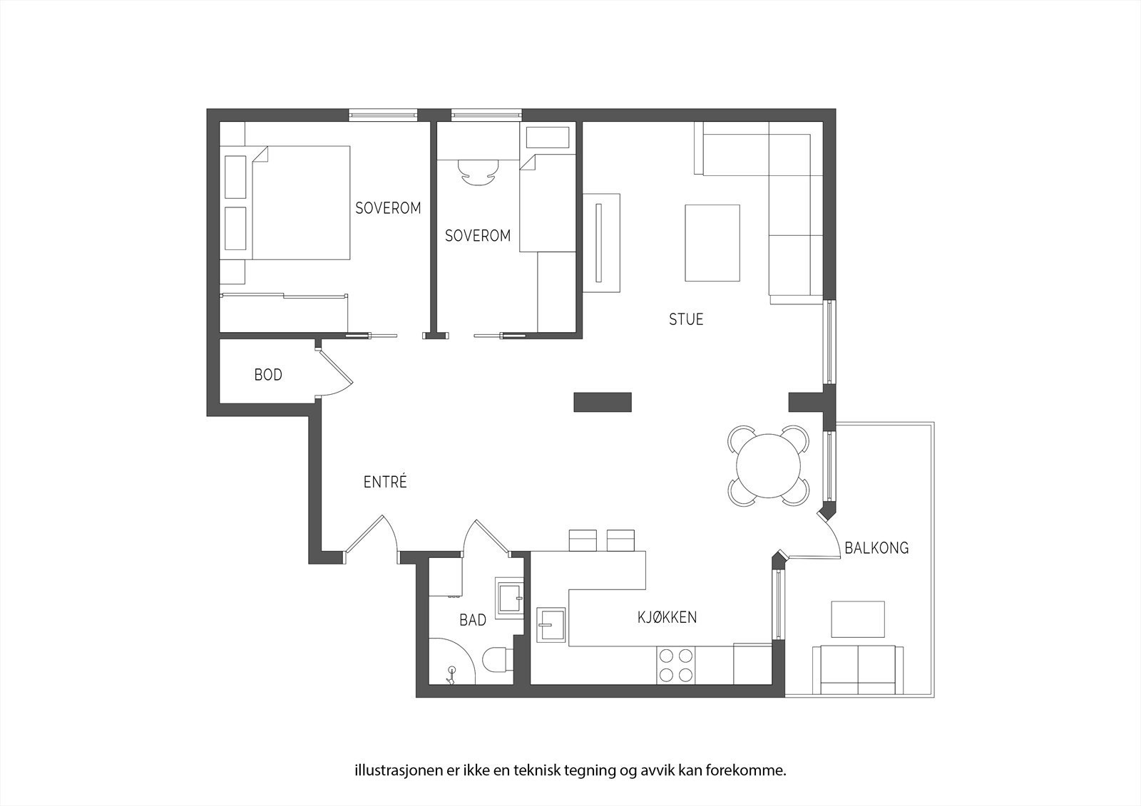 Romslig leilighet med god planløsning. Galleribilde