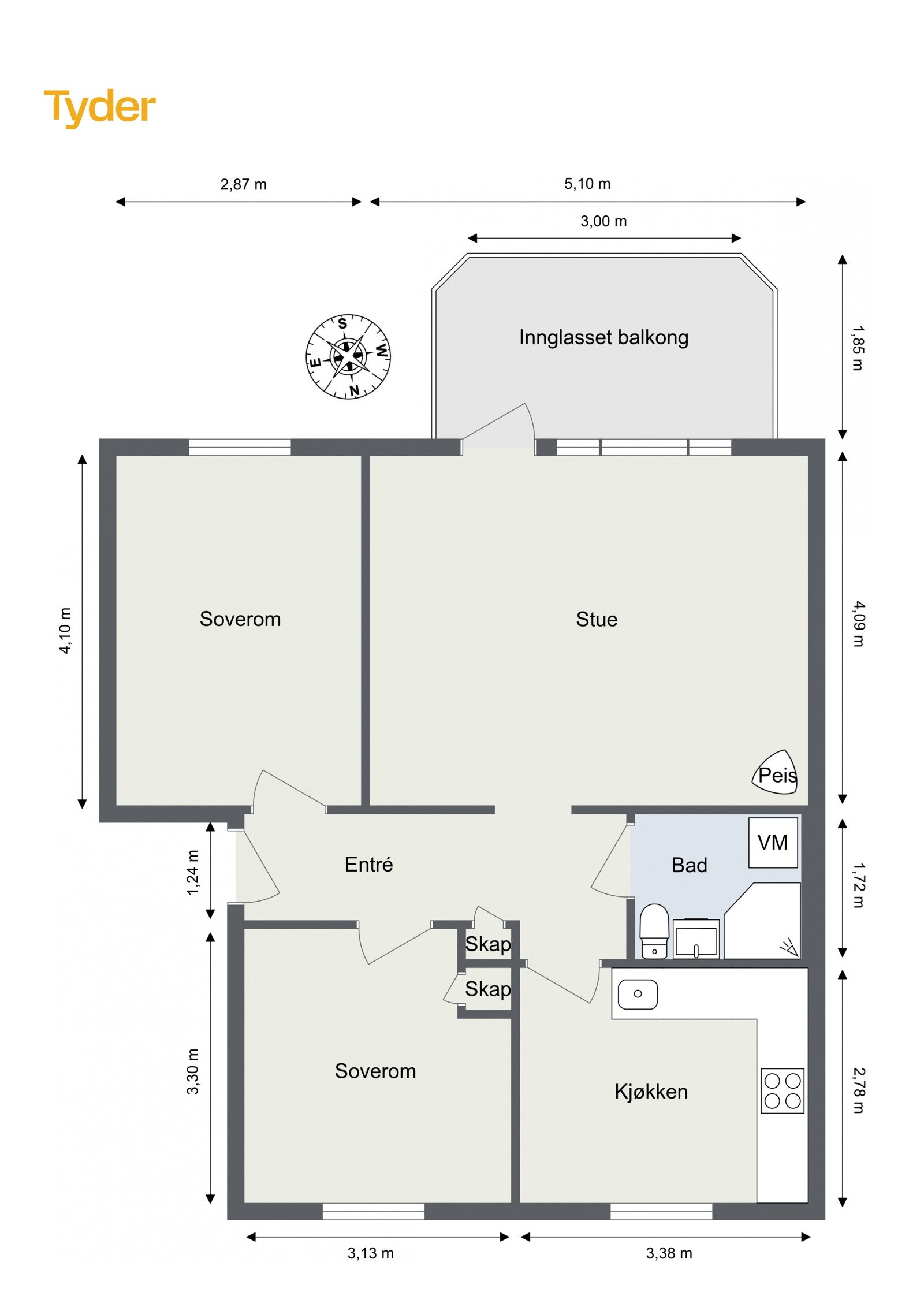 Plantegning Regnbueveien 3 - 3. Etasje Galleribilde