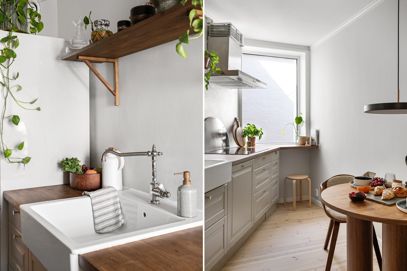 Leilighetens store og separate kjøkken ligger orientert mot bakgården, men allikevel lett tilgjengelig fra stuen. Galleribilde