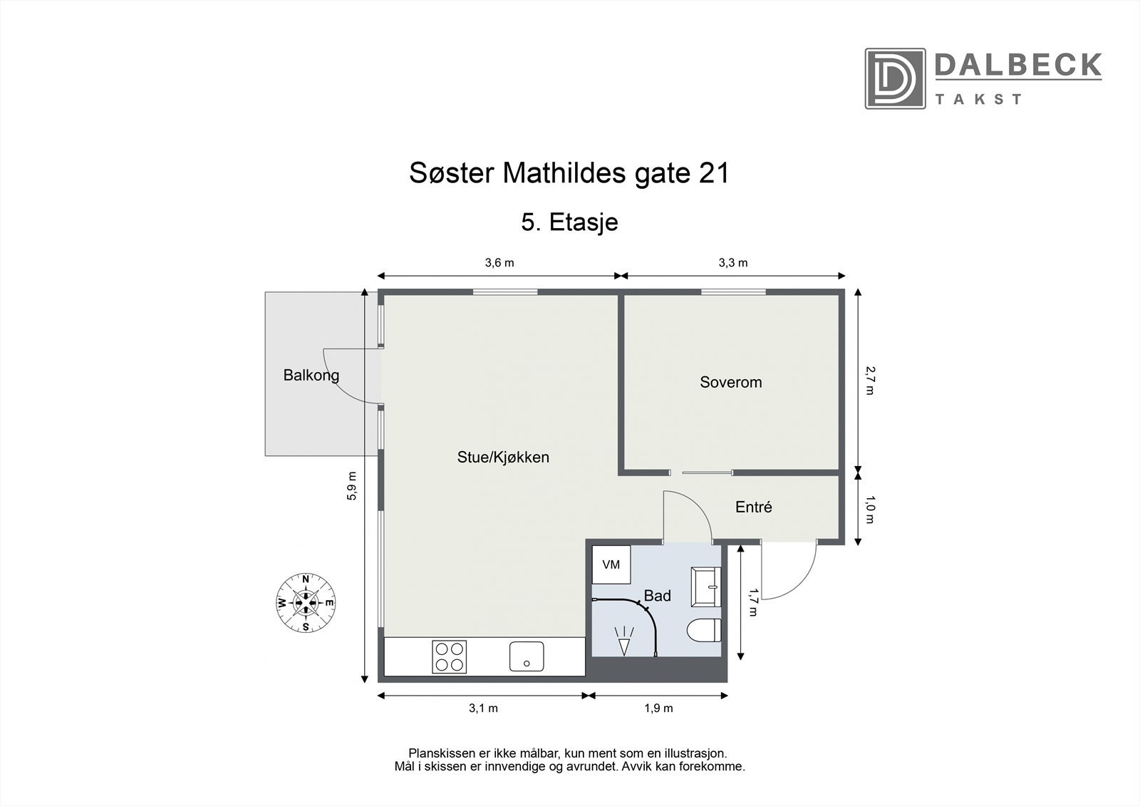Planskisse. Leiligheten disponerer 2 boder i kjeller på henholdsvis 4 og 5 kvm Galleribilde