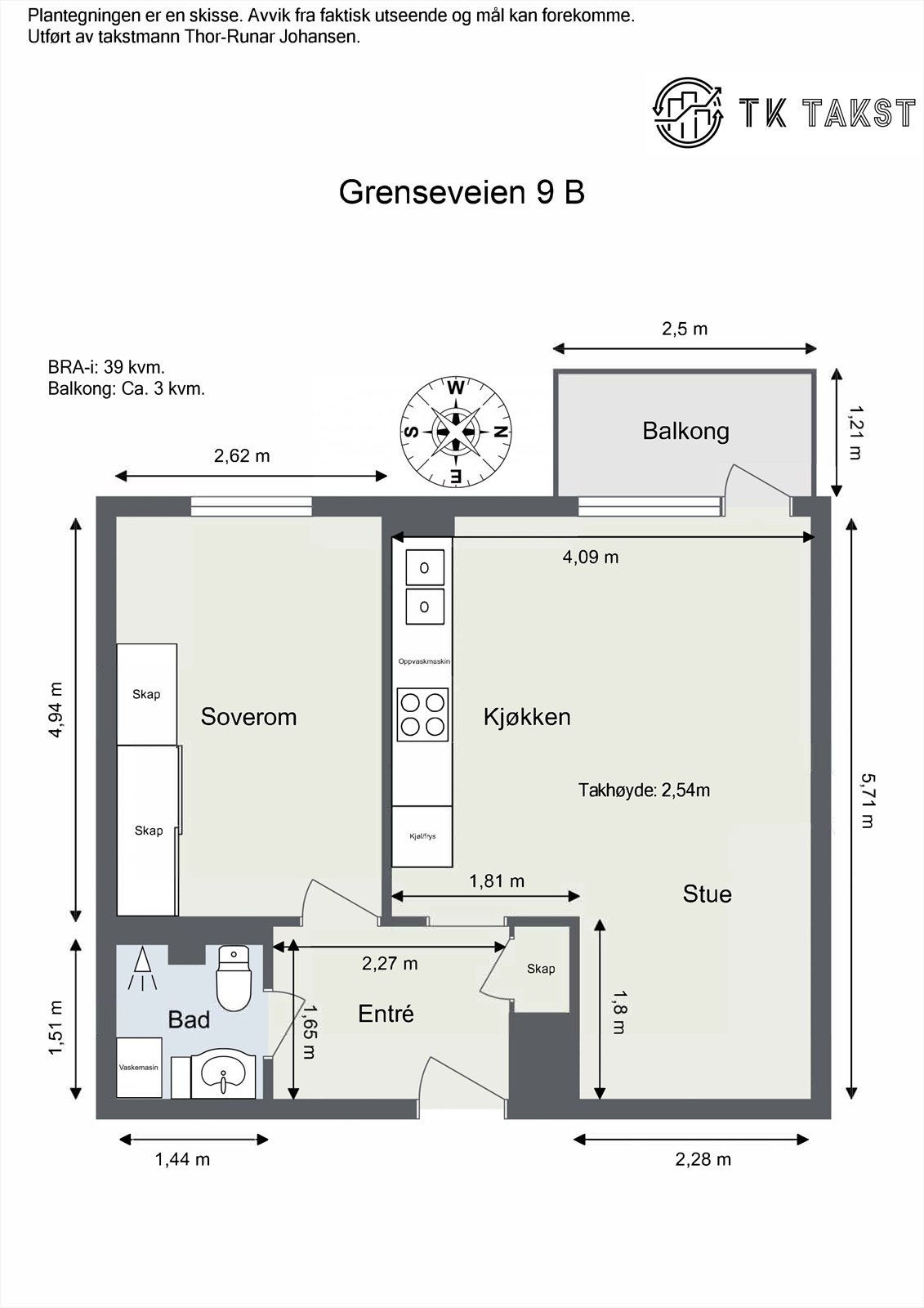 Plantegning Grenseveien 9 B. Galleribilde