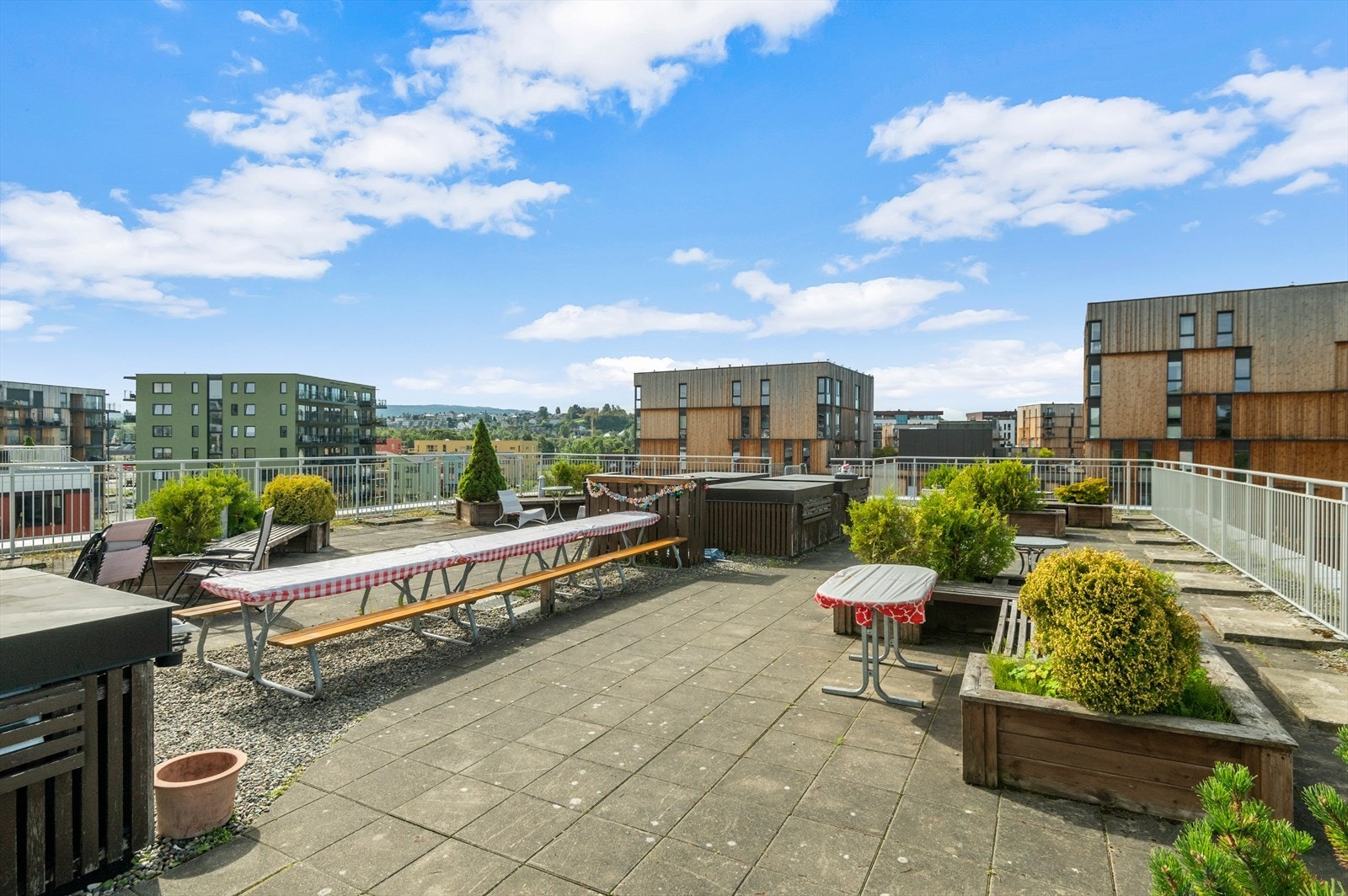 Felles takterrasse som beboerne fritt kan benytte. Galleribilde