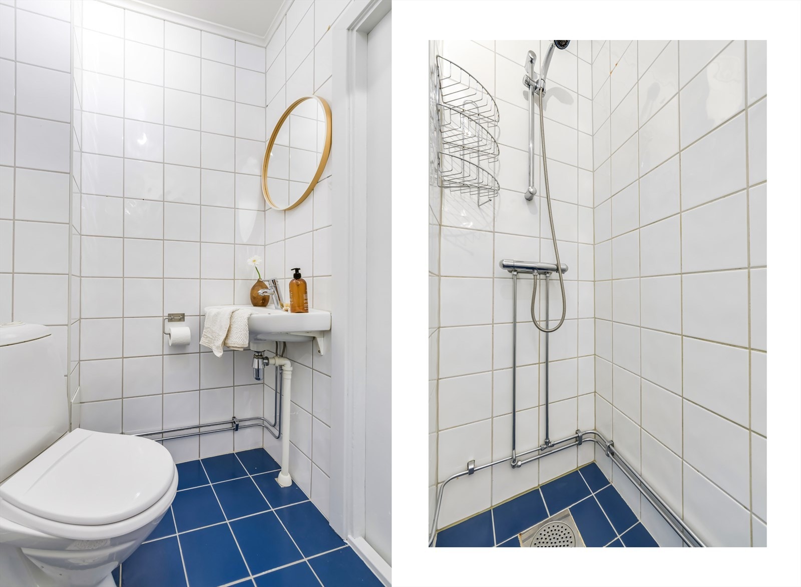 Badet har elektriske varmekabler i gulvet. Galleribilde
