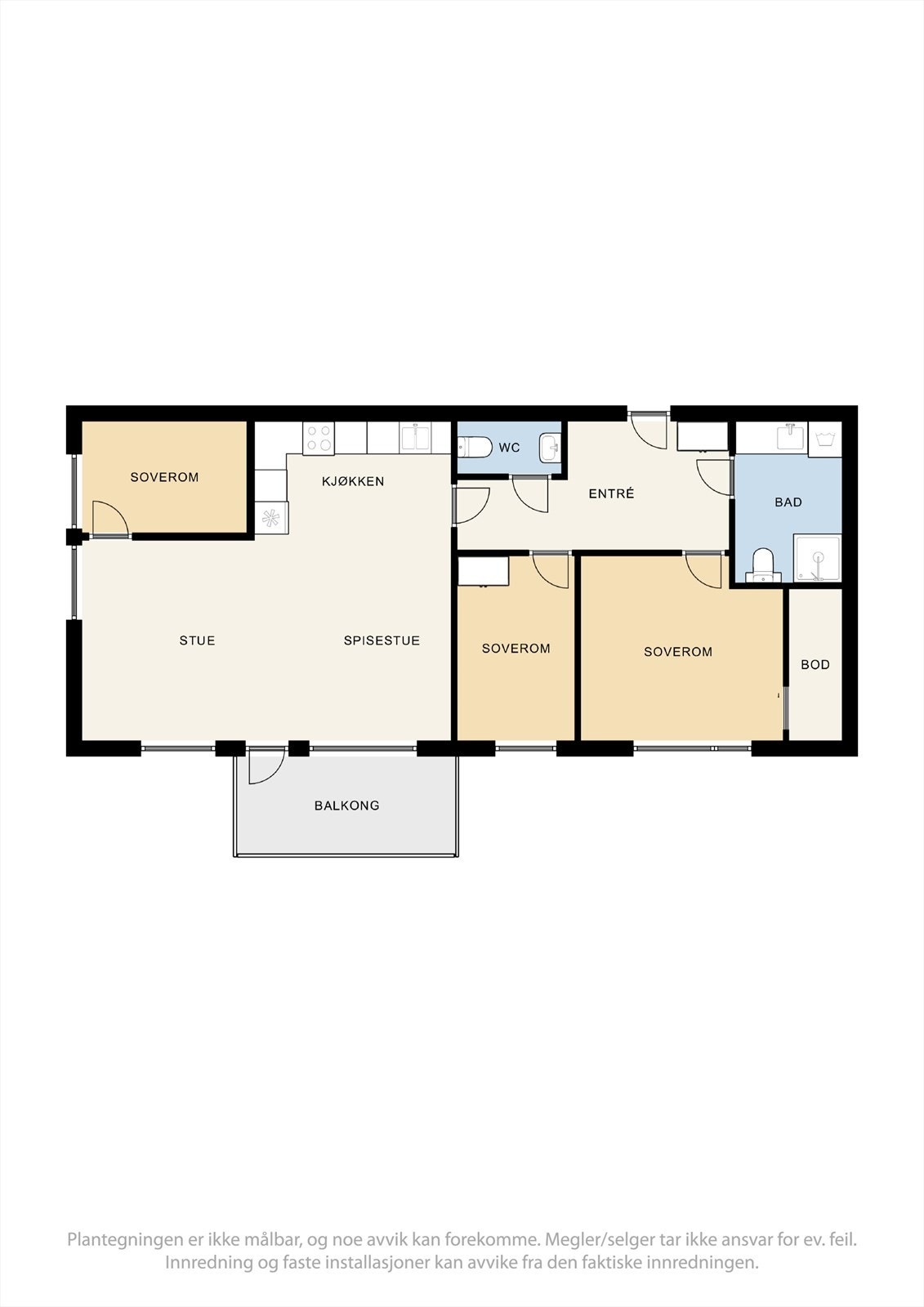 Planløsningen er moderne med fokus på romslighet i hvert enkelt rom. Den gjennomgående planløsningen sikrer enkel lufting på varme sommerdager. Galleribilde