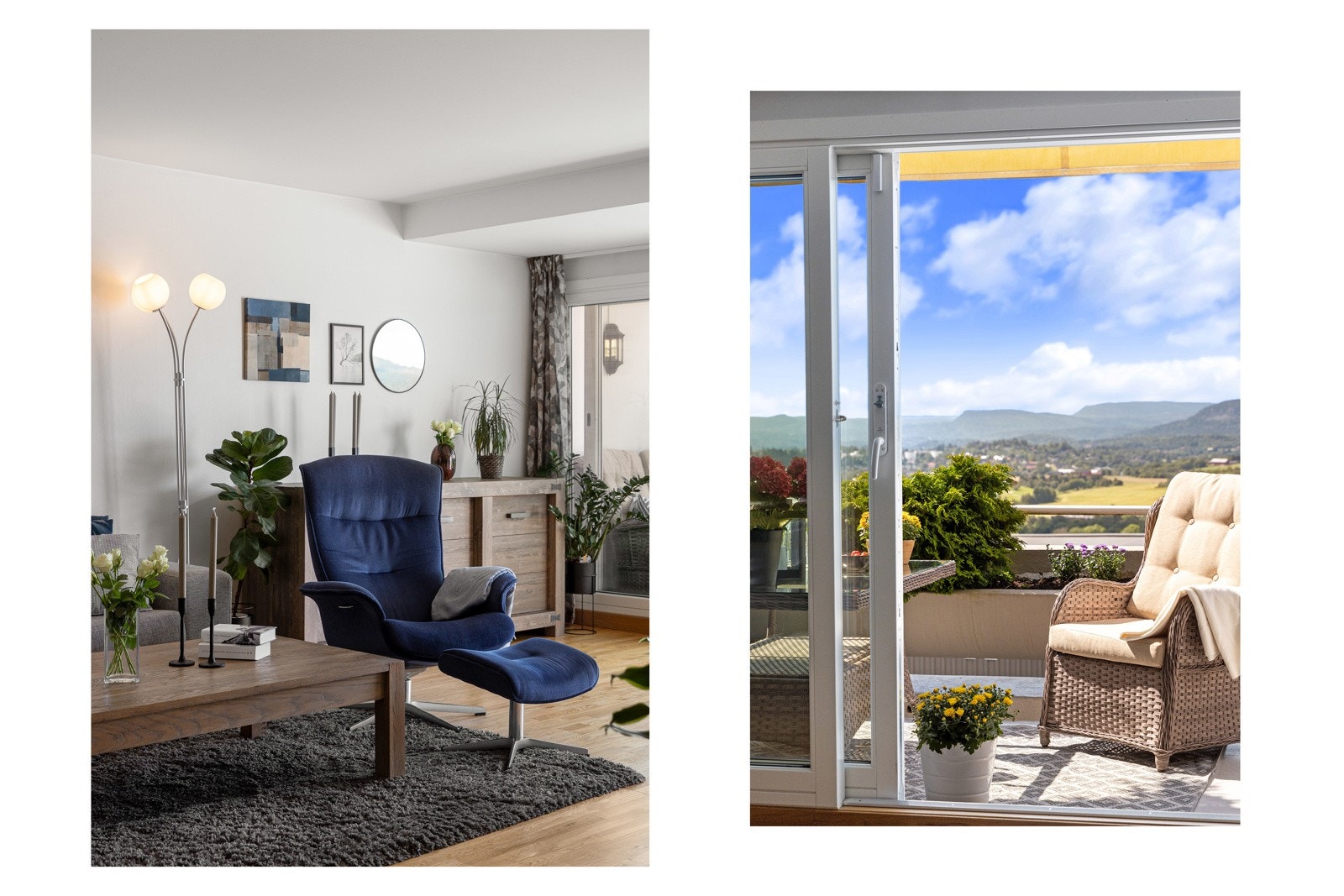 Både vinduer og skyvedør mot terrassen er skiftet i nyere tid. Galleribilde