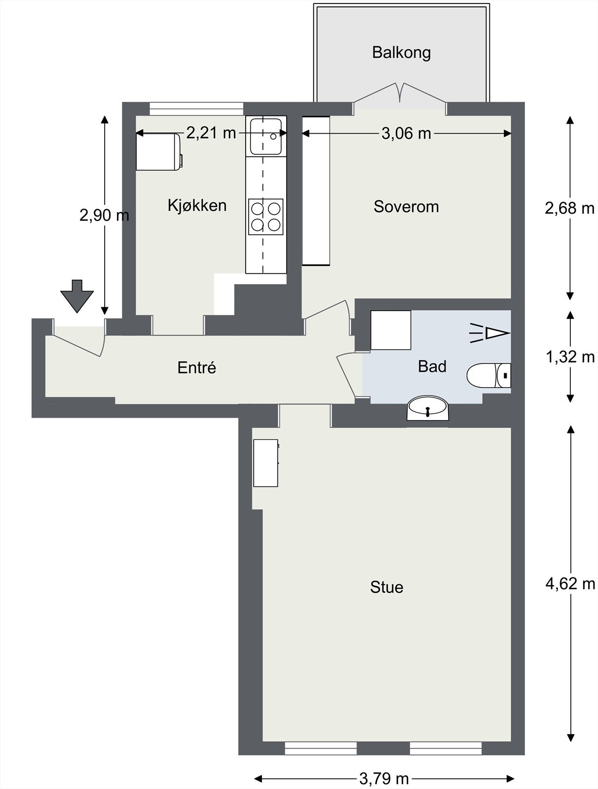Plantegninger med mål fra takstmann Galleribilde
