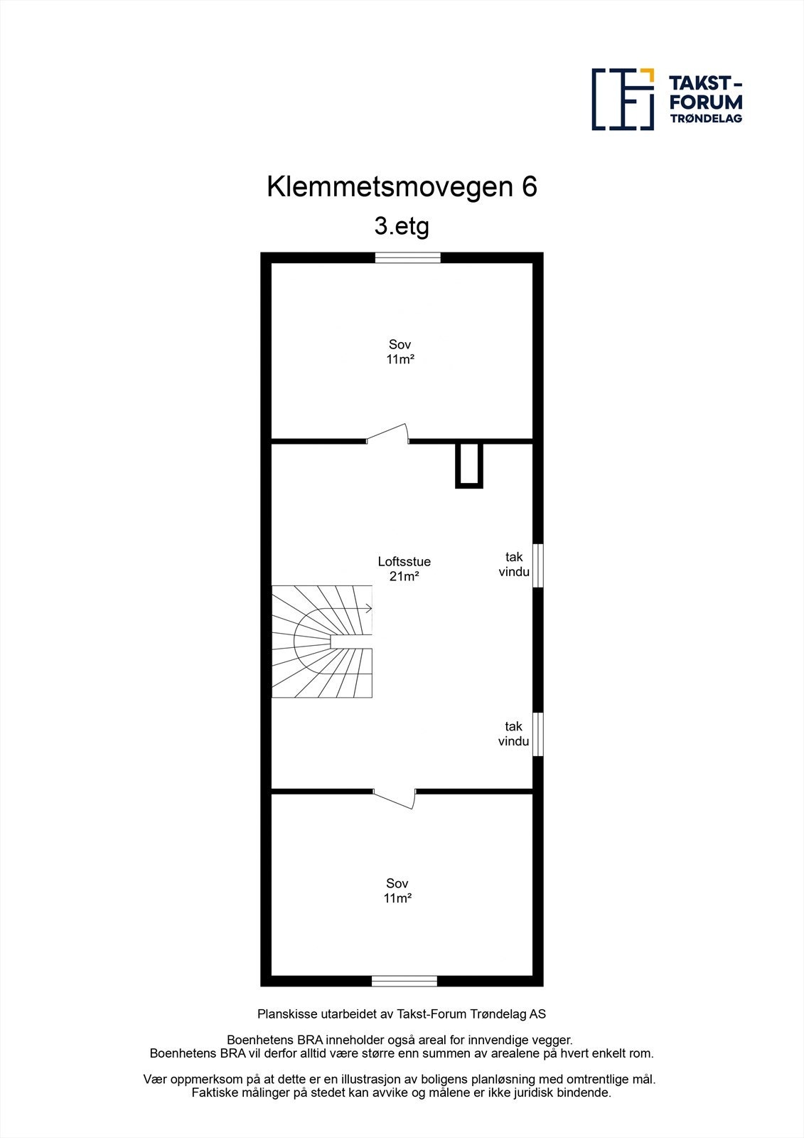 Plantegning av 3. etasje/loftetasje. Galleribilde