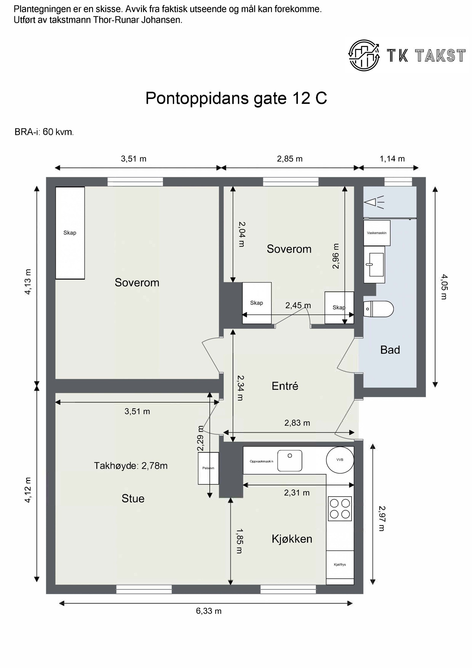 Plantegning Pontoppidans gate 12 C Galleribilde
