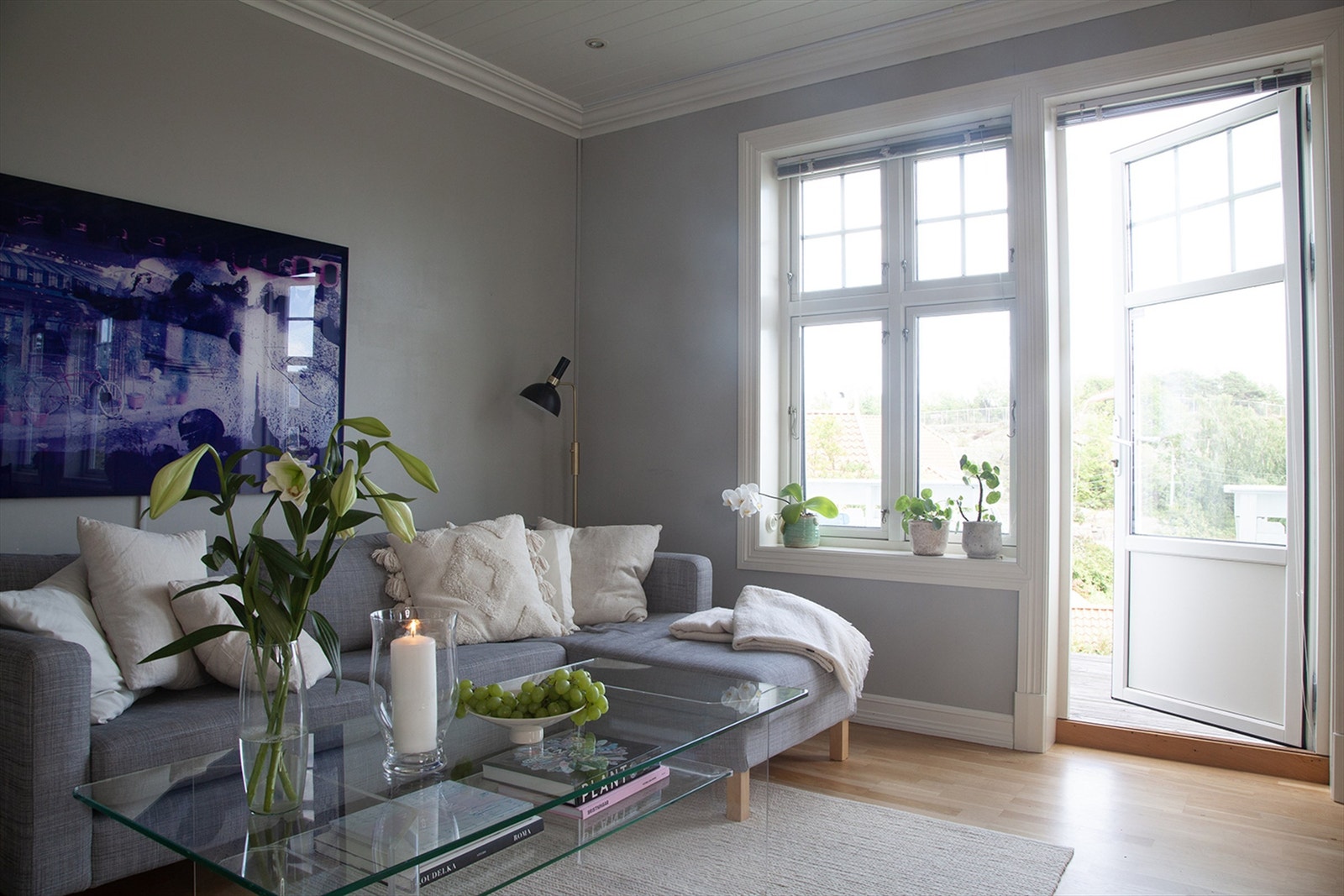 Stue med utgang til terrasse og hage Galleribilde