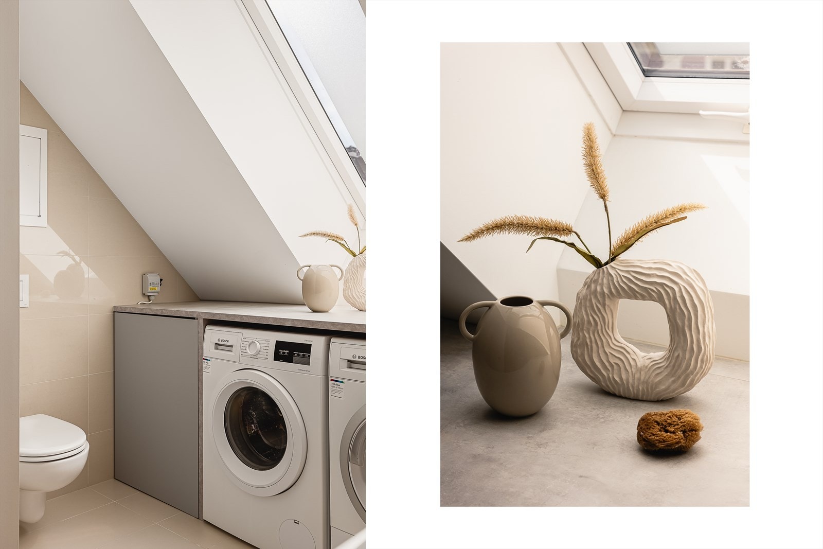 - Praktisk plassbygget nisje for vaskemaskin og tørketrommel og vegghengt toalett - Galleribilde