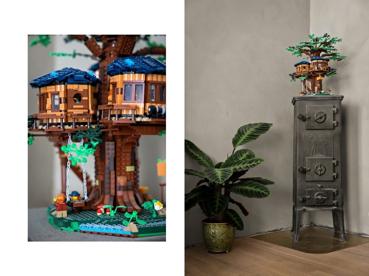 Leiligheten varmes godt opp med peis. Samtidig viser vi frem legokunnskaper. Galleribilde