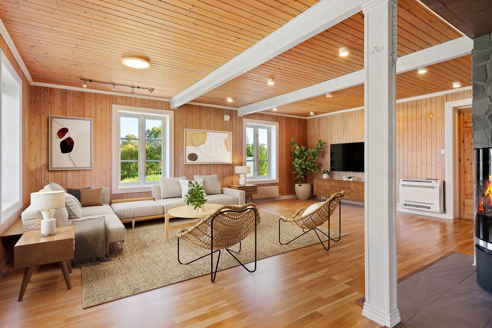 Stue. (Digitalt møblert) Galleribilde