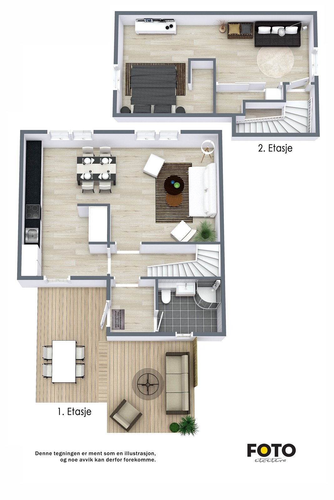 Veiledende plantegning begge etasjer. Ikke målbar. Galleribilde