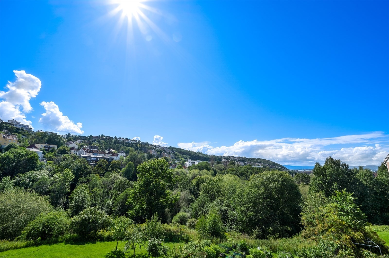Området byr på en vakker utsikt med sjøgløtt til Sørenga og utmerkede solforhold Galleribilde