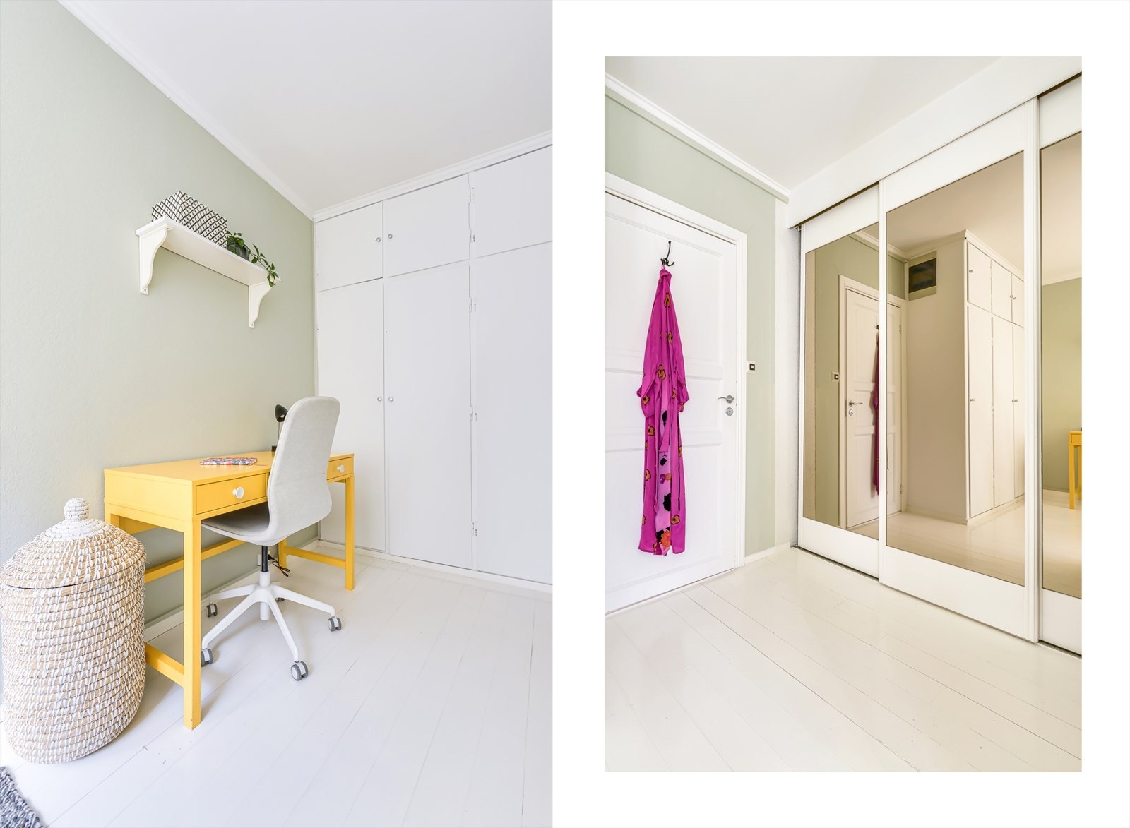 En romslig skyvedørsgarderobe gir rikelig med lagringsplass. Galleribilde