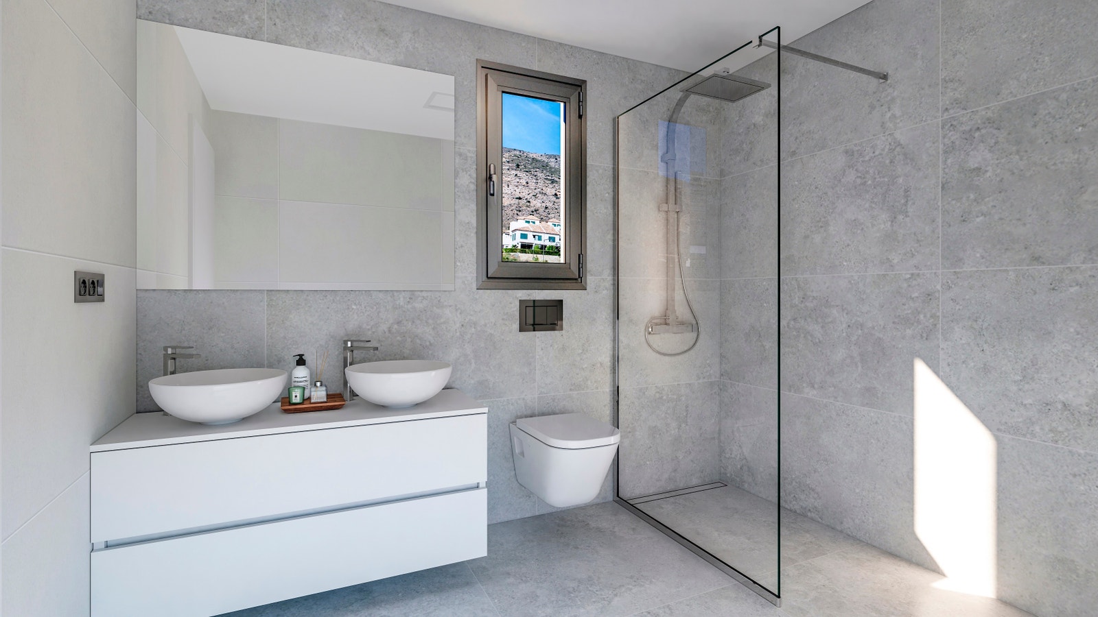 Dobbel vask og stor dusj Galleribilde