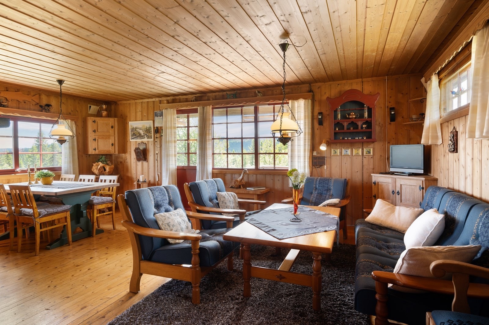 Lun og koselig hytte - med store vinduer som gir rikelig med naturlig belysning. Galleribilde