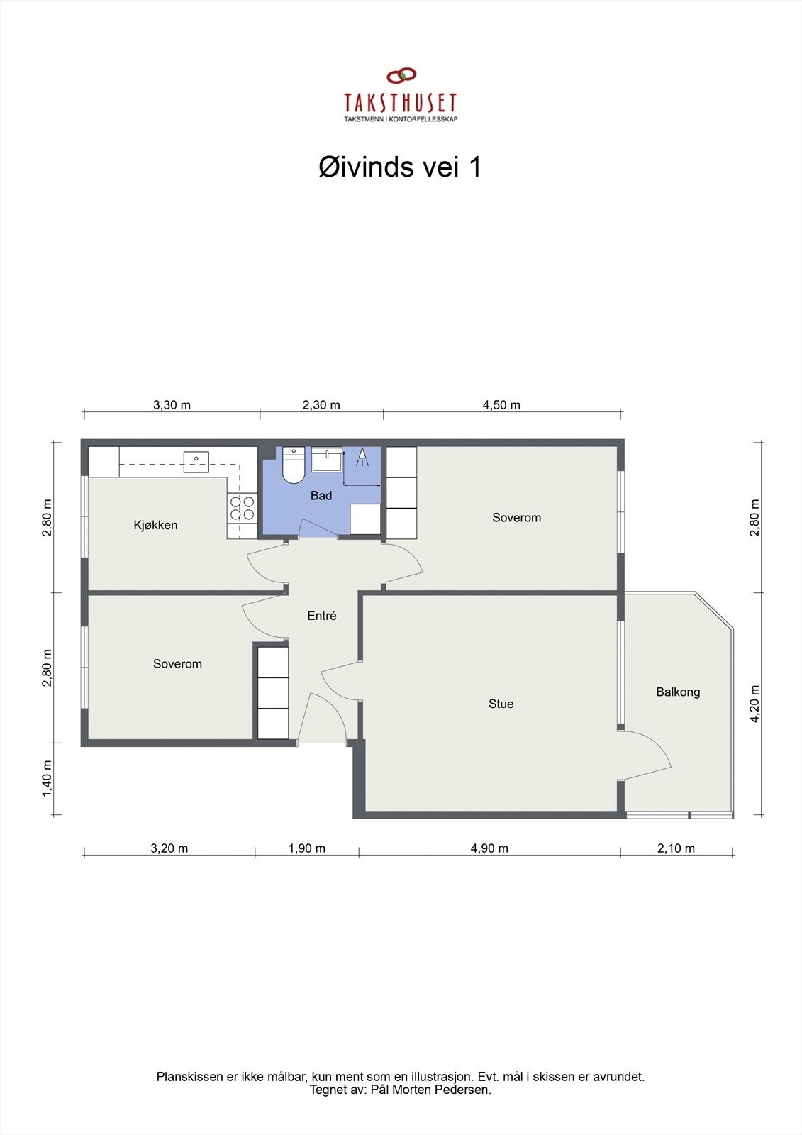 Planskisse som viser leilighetens praktiske planløsning, Galleribilde