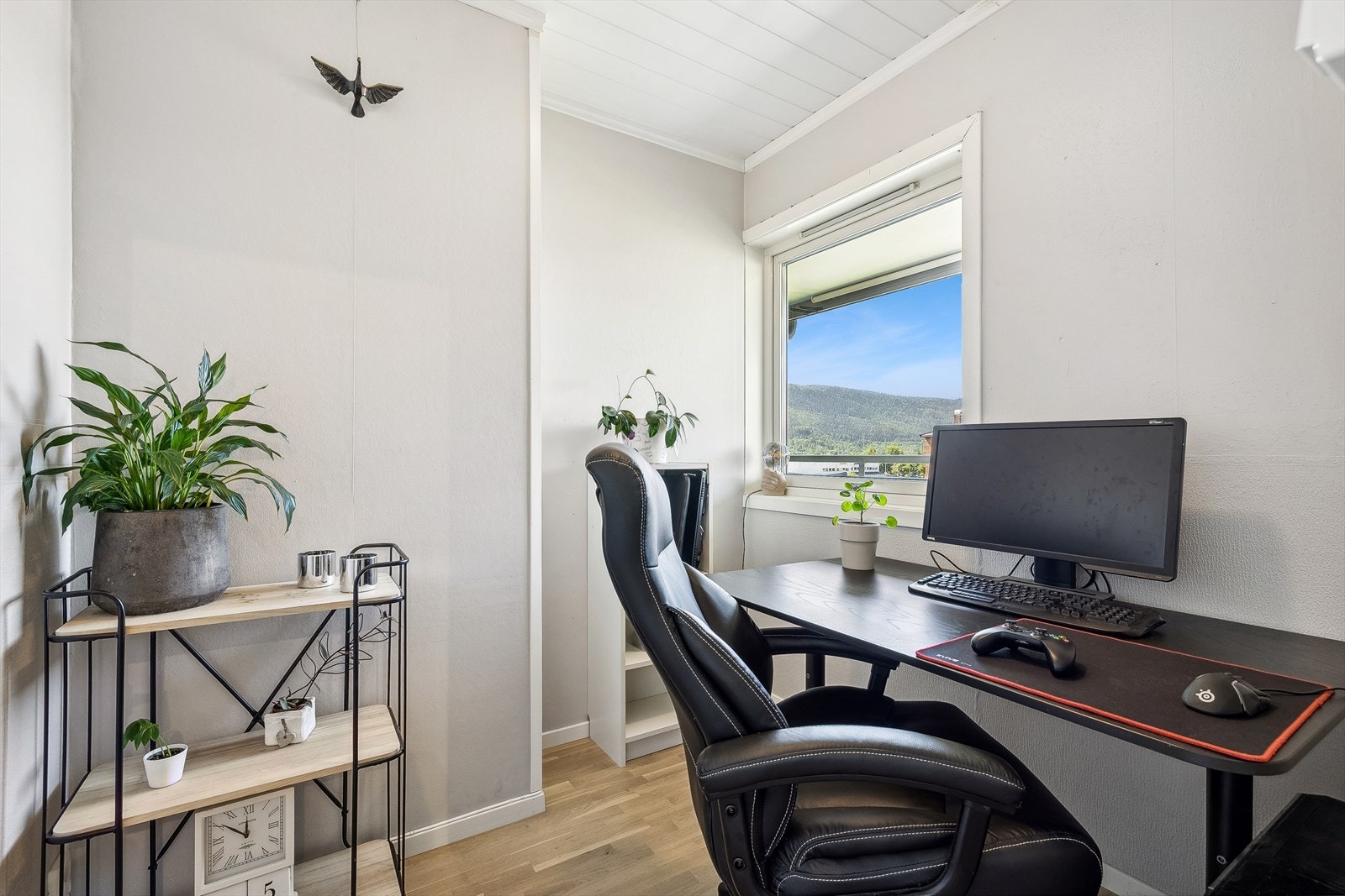 Disponibelt rom med nydelig utsikt som i dag er innredet som kontor. Galleribilde